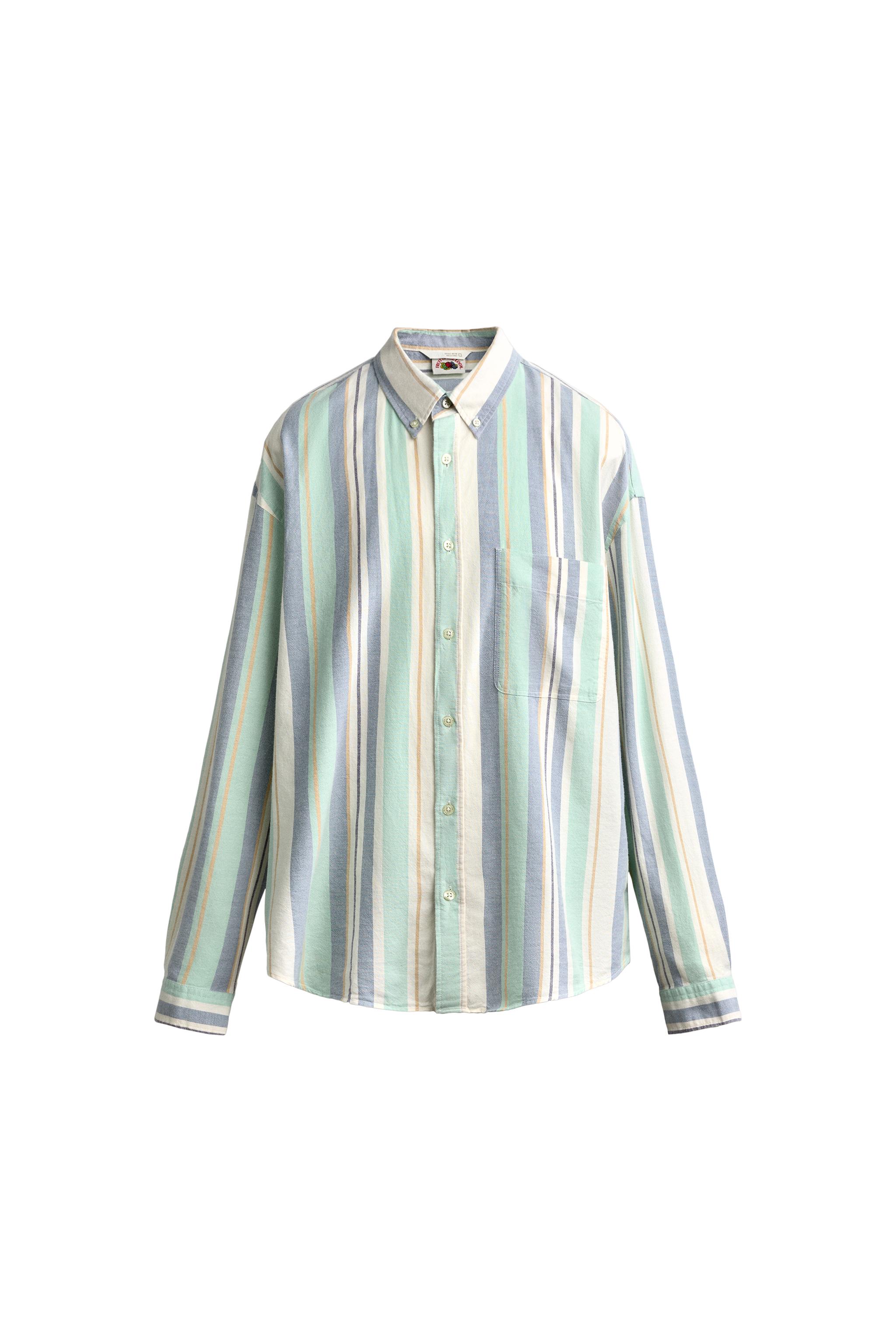 Рубашка Oxford в полоску FRUIT OF THE LOOM™ — ZARA