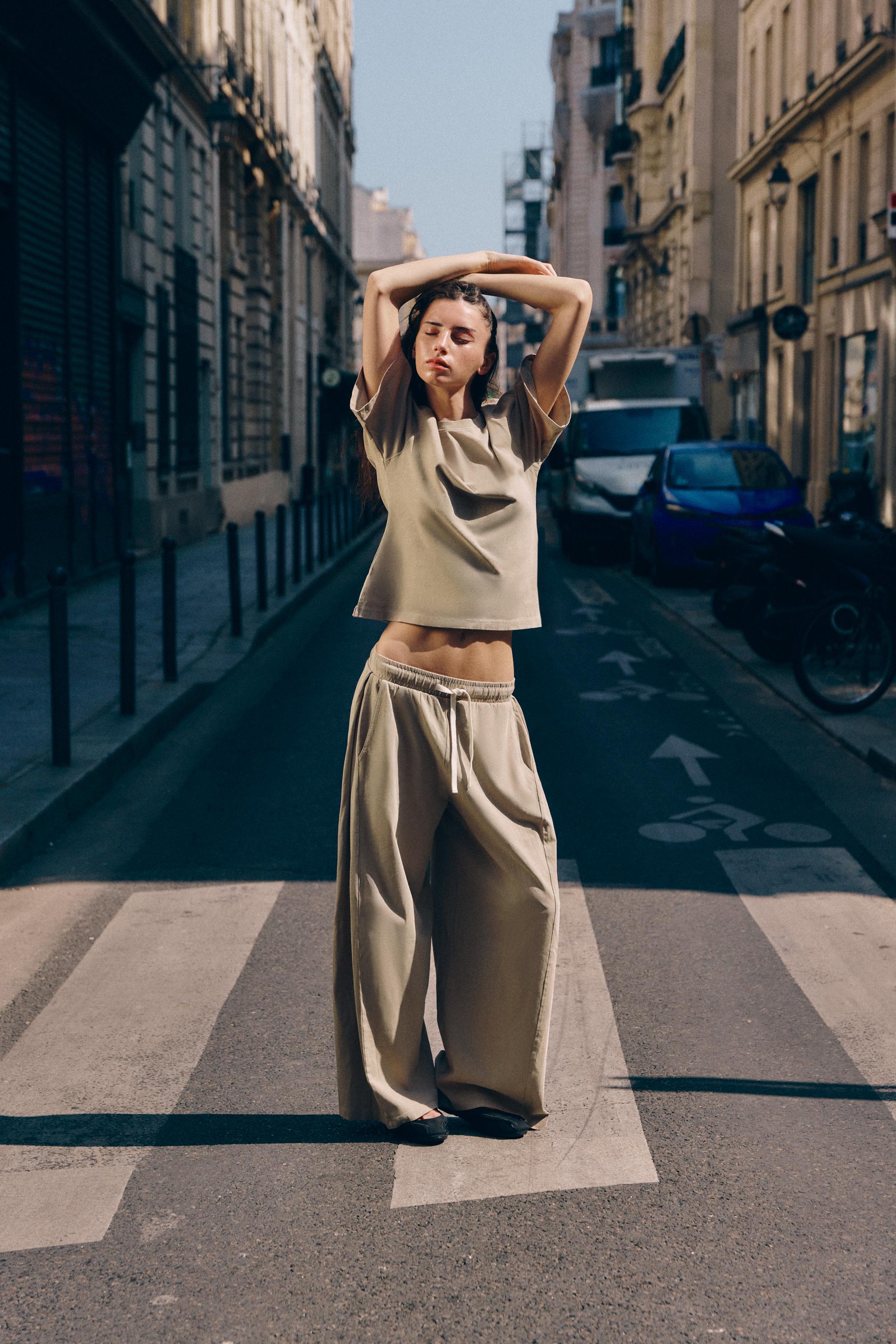 Футболка приталенного кроя из хлопка — ZARA