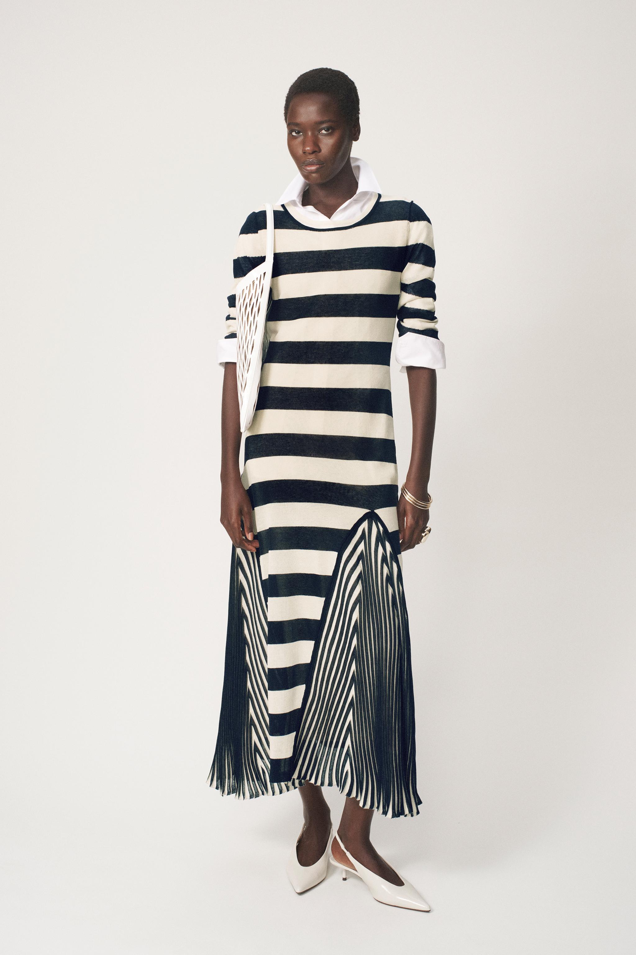 Платье в полоску ZARA WOMAN — ZARA