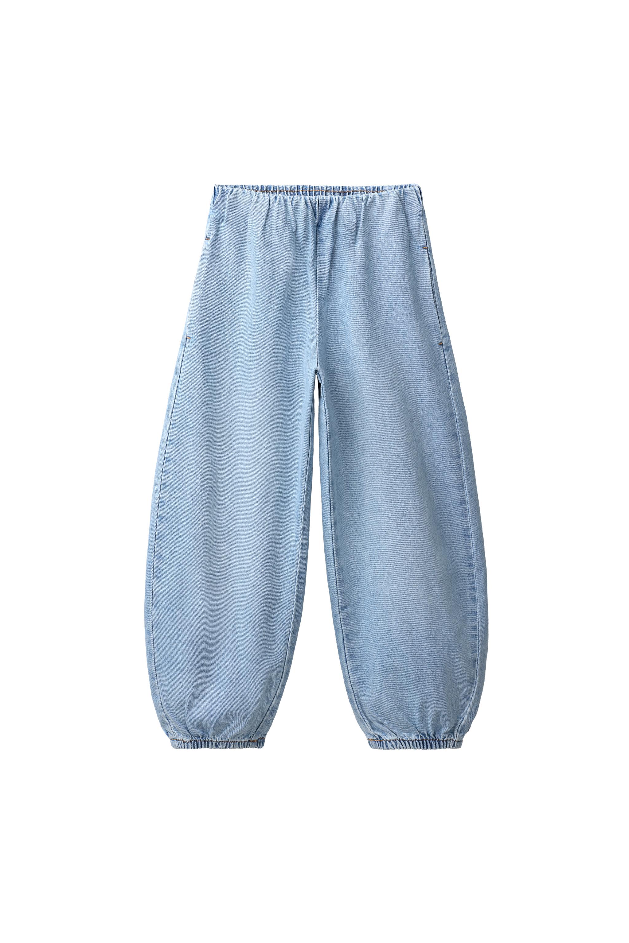 Джинсы силуэта "баллон" с эластичными манжетами — ZARA