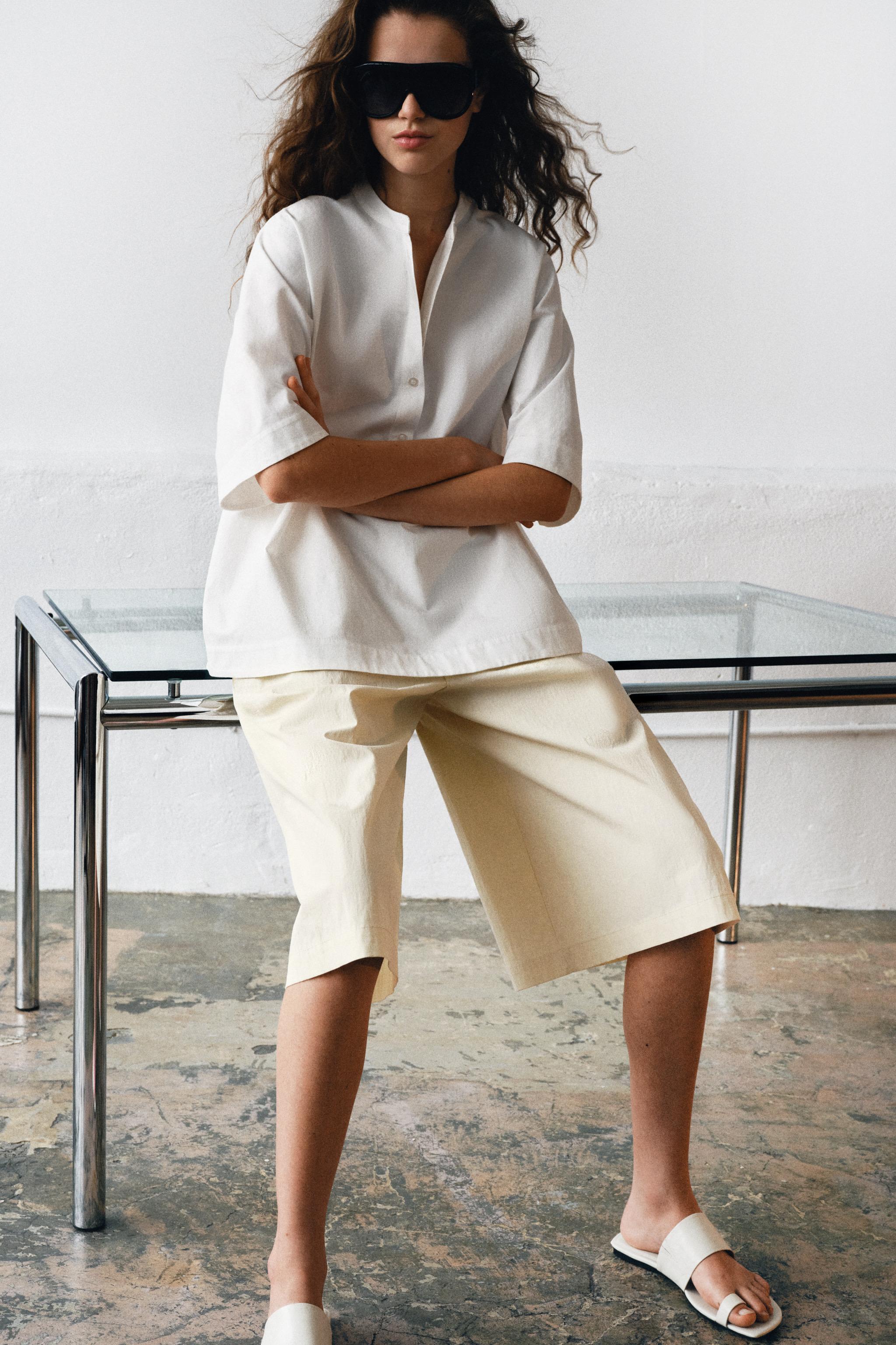 Бермуды ZW COLLECTION в складку — ZARA