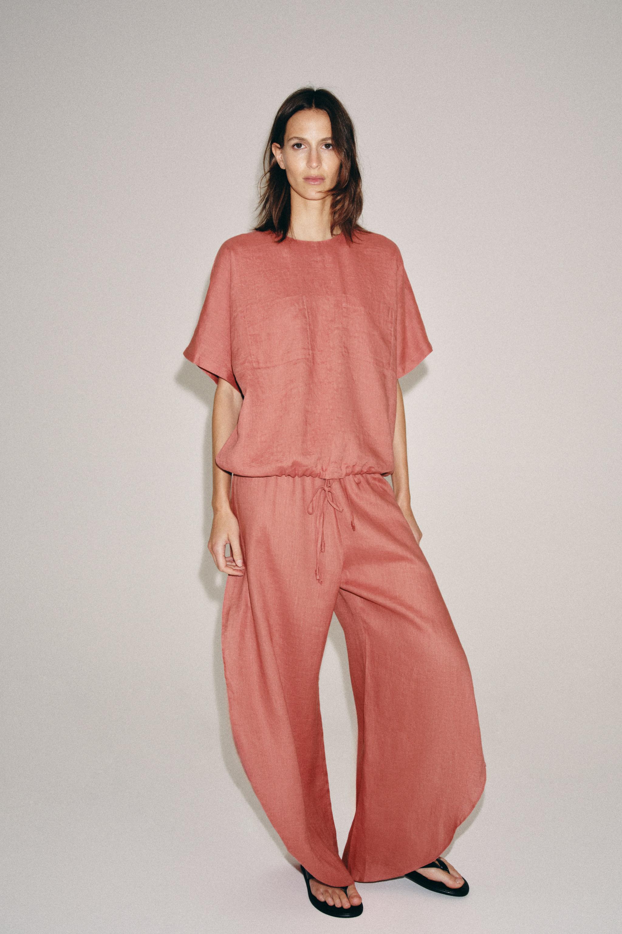 Брюки из 100% льна с разрезами ZW COLLECTION — ZARA