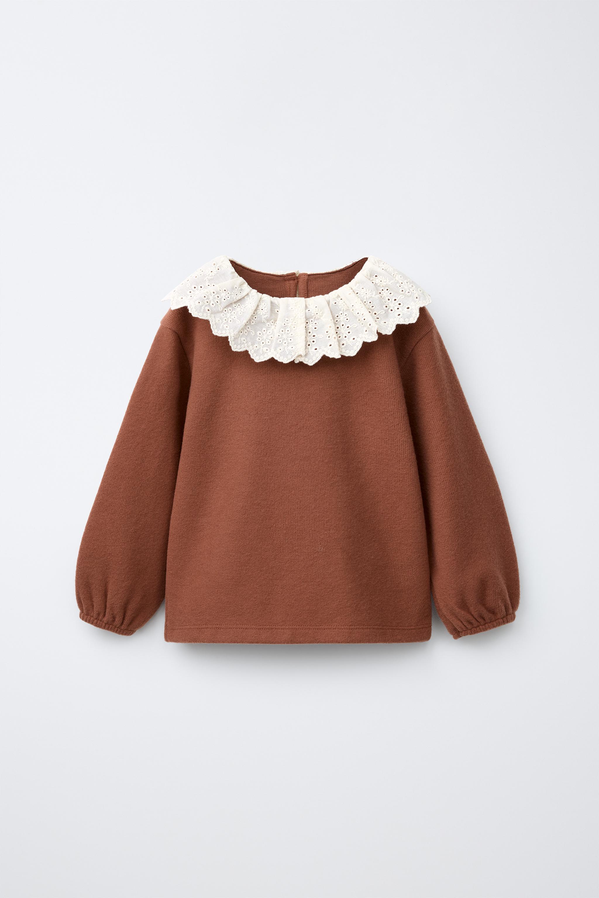 ТОП SOFT TOUCH С ВЫШИТЫМ ВОРОТНИКОМ — ZARA
