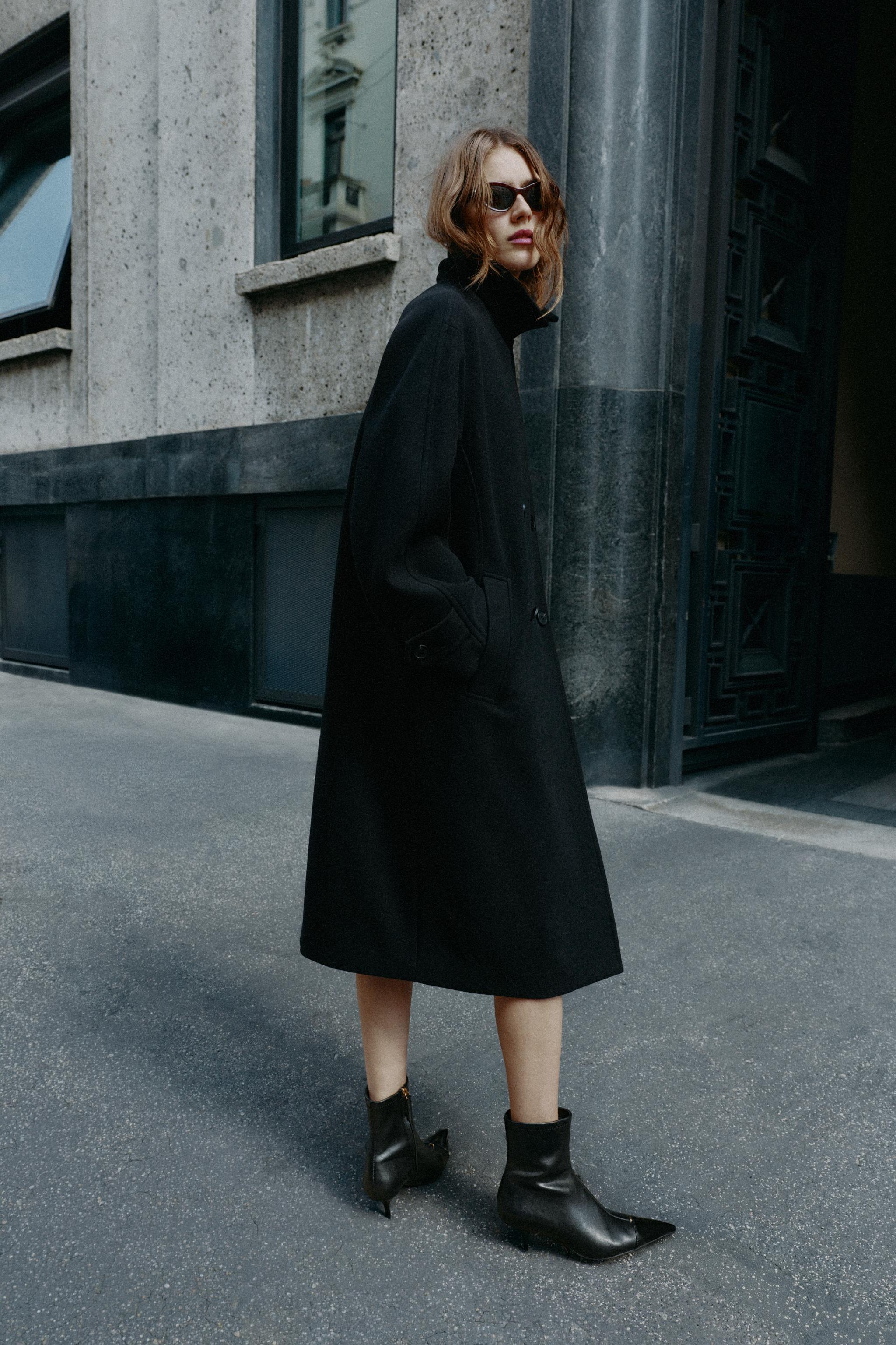БОТИЛЬОНЫ НА КАБЛУКЕ С КОНТРАСТНЫМ НОСОМ — ZARA