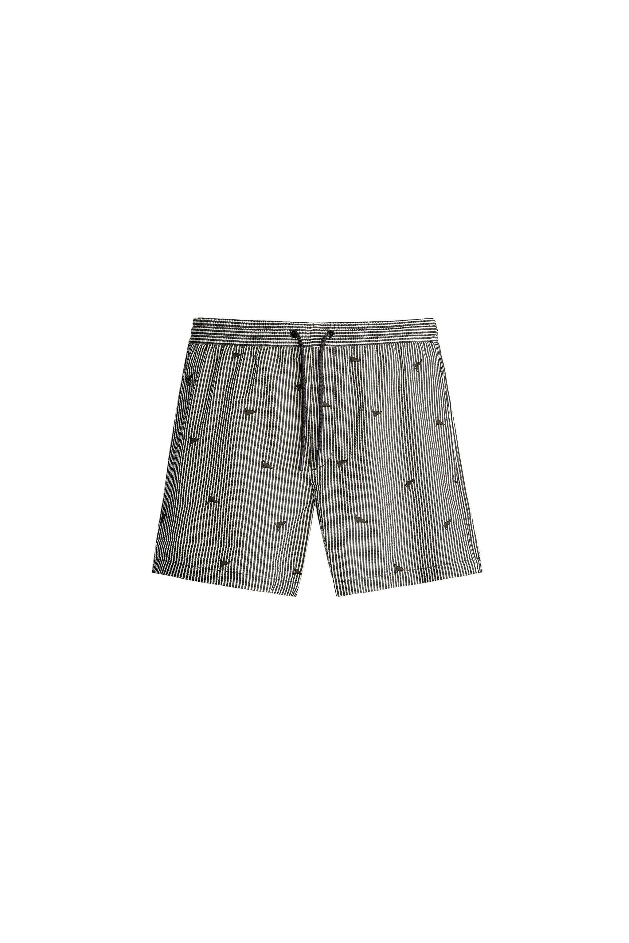 Плавательные шорты из жатого ситца с вышивкой — ZARA