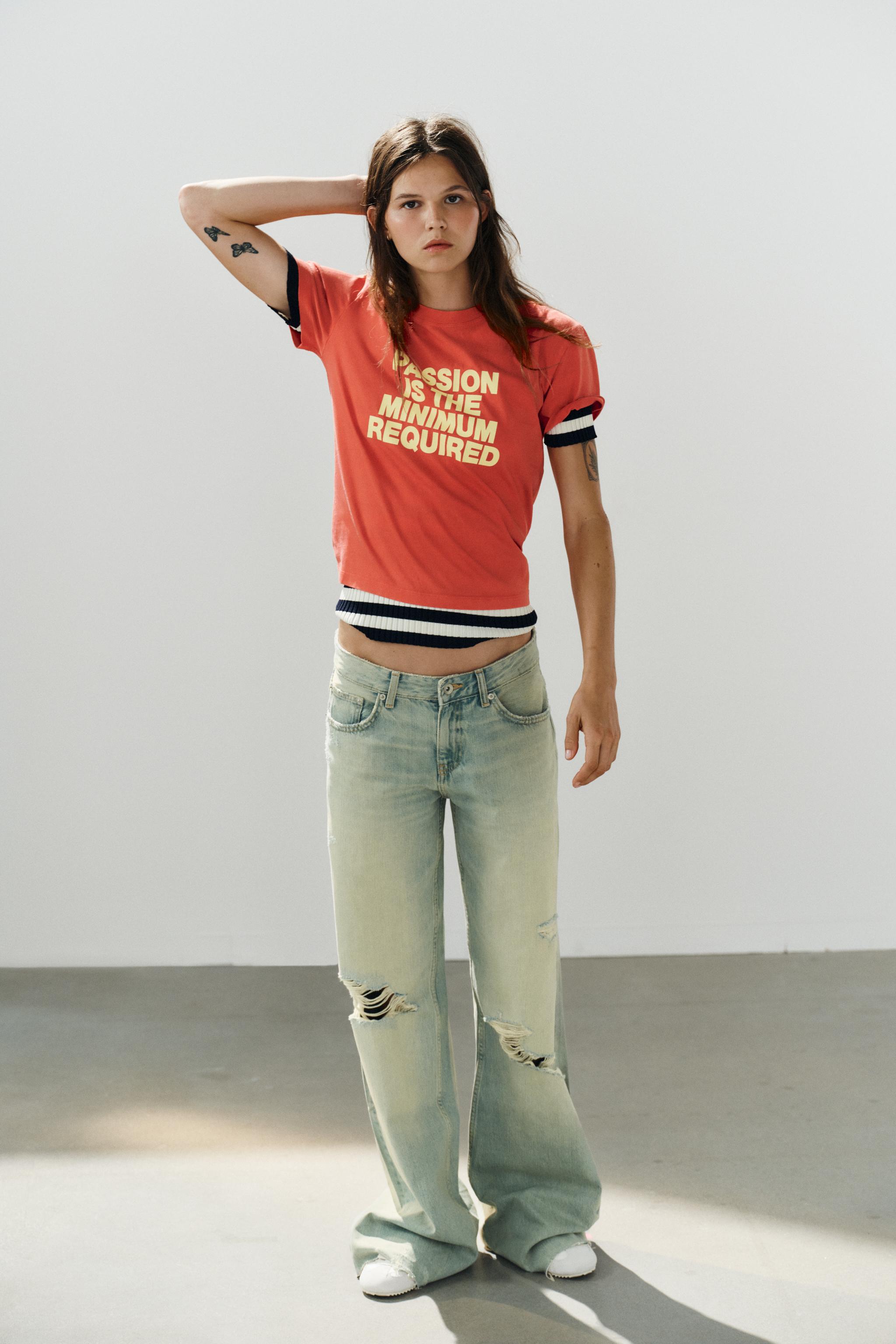 Футболка со слоганом с эффектом выцветания — ZARA
