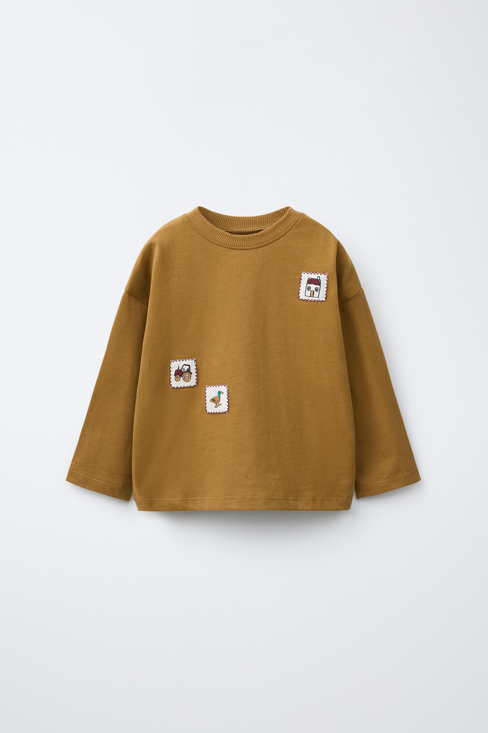 ЛОНГСЛИВ С НАШИВКАМИ «ДОМИКИ» — ZARA