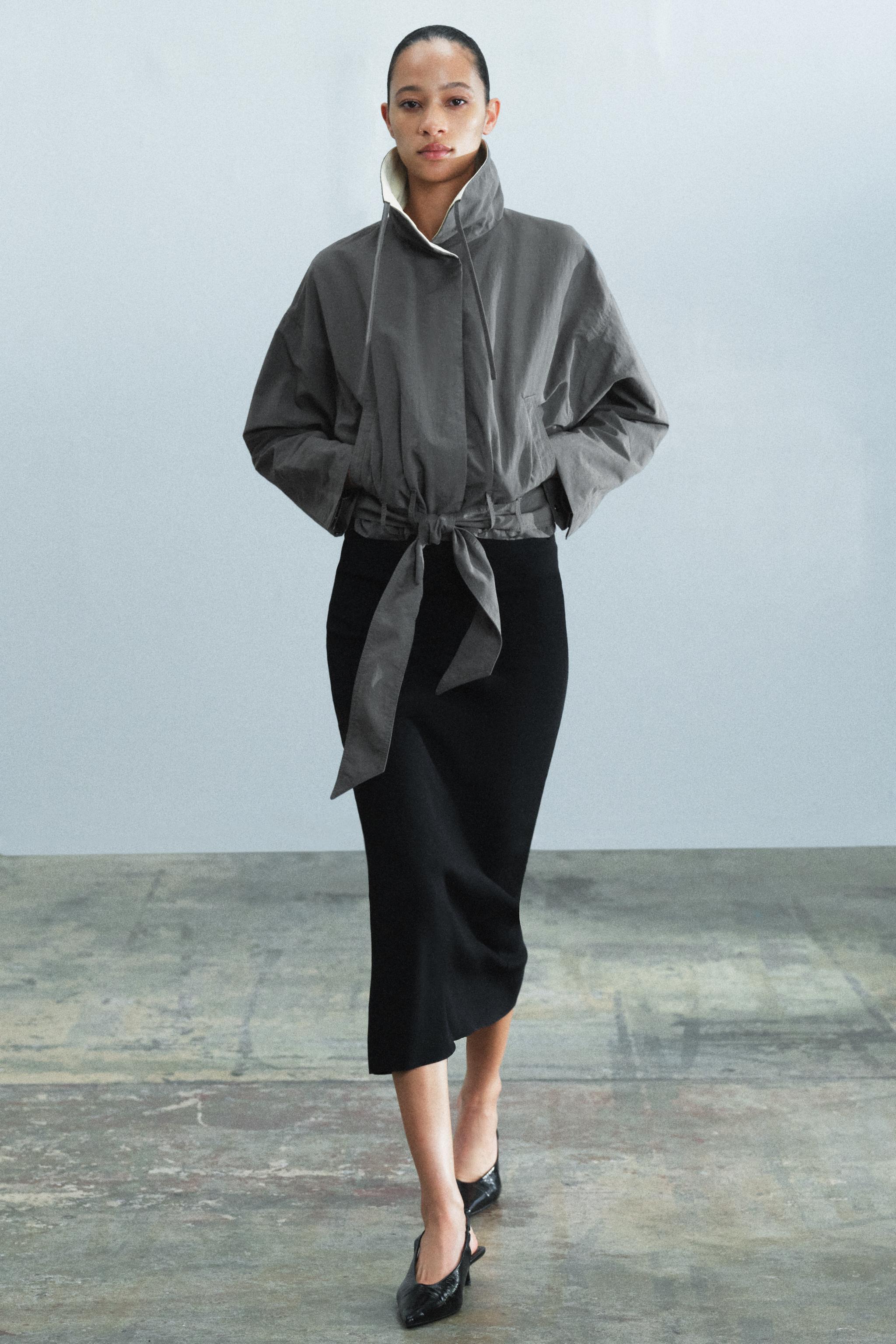 ZW COLLECTION укороченная куртка с поясом — ZARA