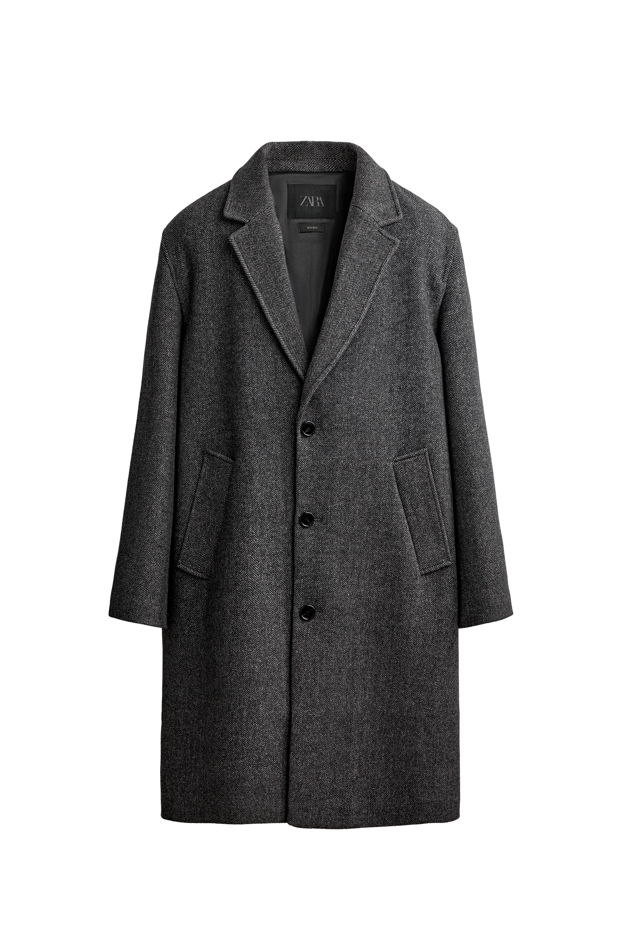 Пальто свободного кроя из шерстяной смеси — ZARA