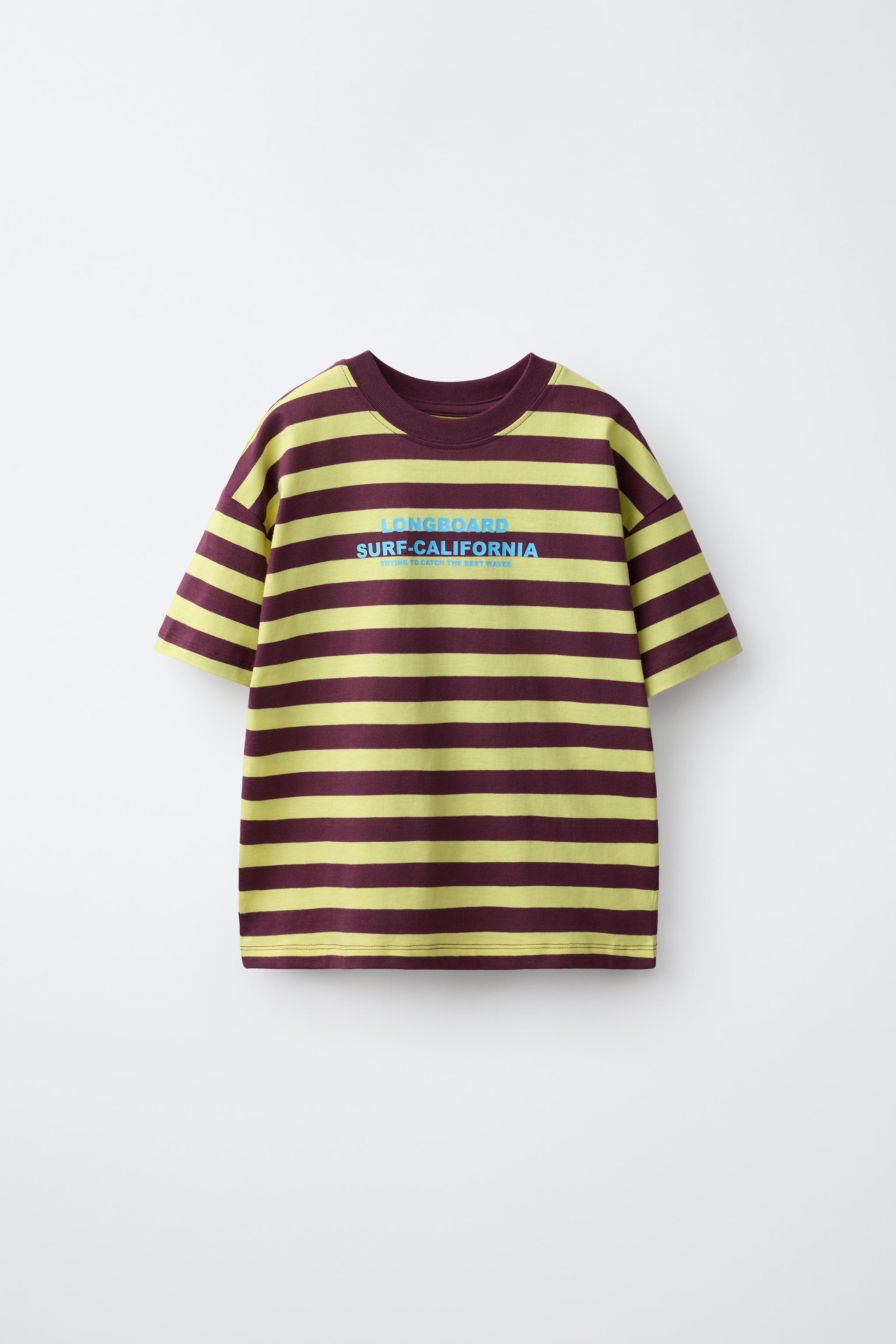 Футболка с текстовым принтом в полоску — ZARA