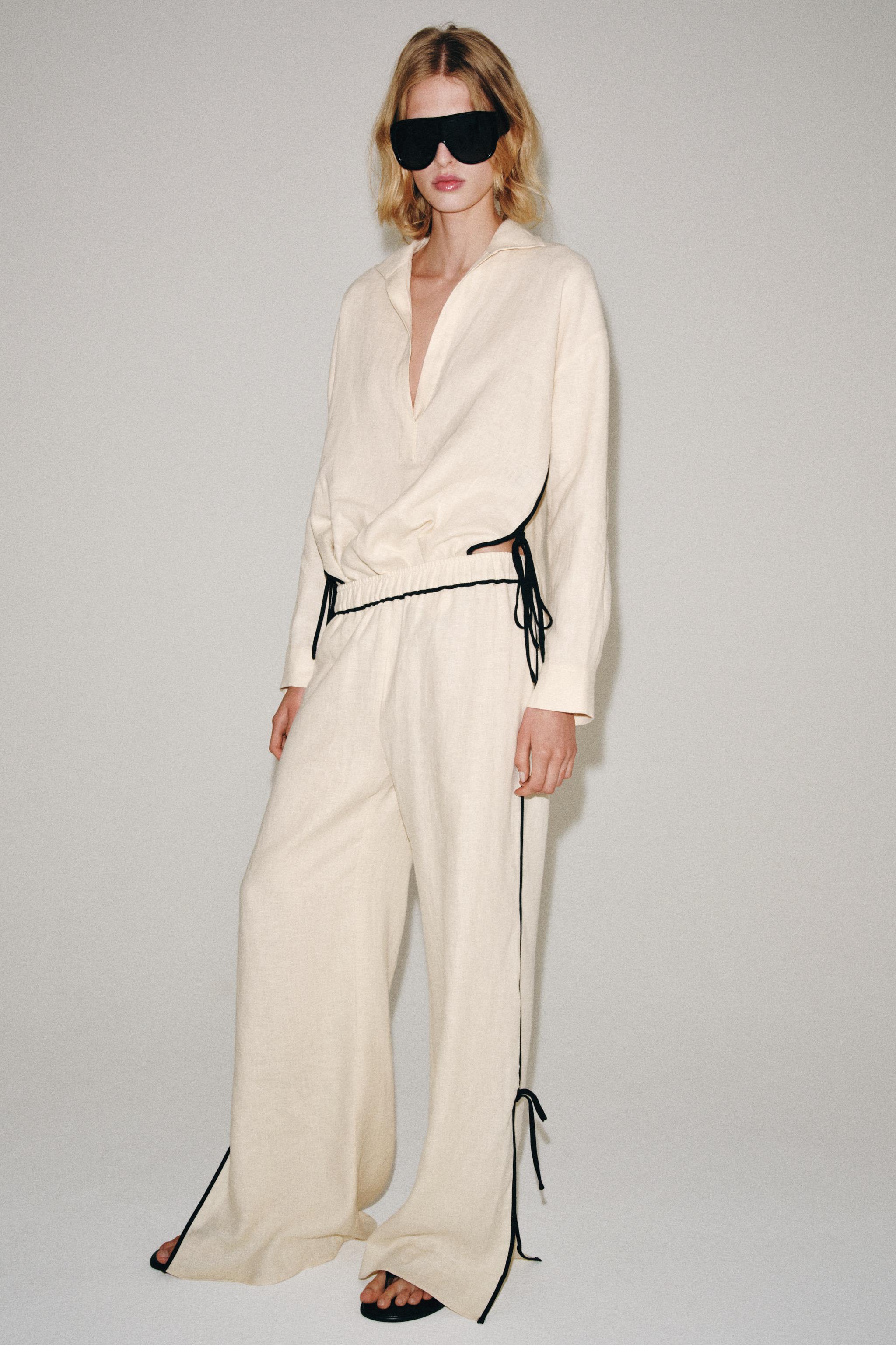 РУБАШКА ИЗ 100% ЛЬНА С ОКАНТОВКОЙ — ZW COLLECTION — ZARA