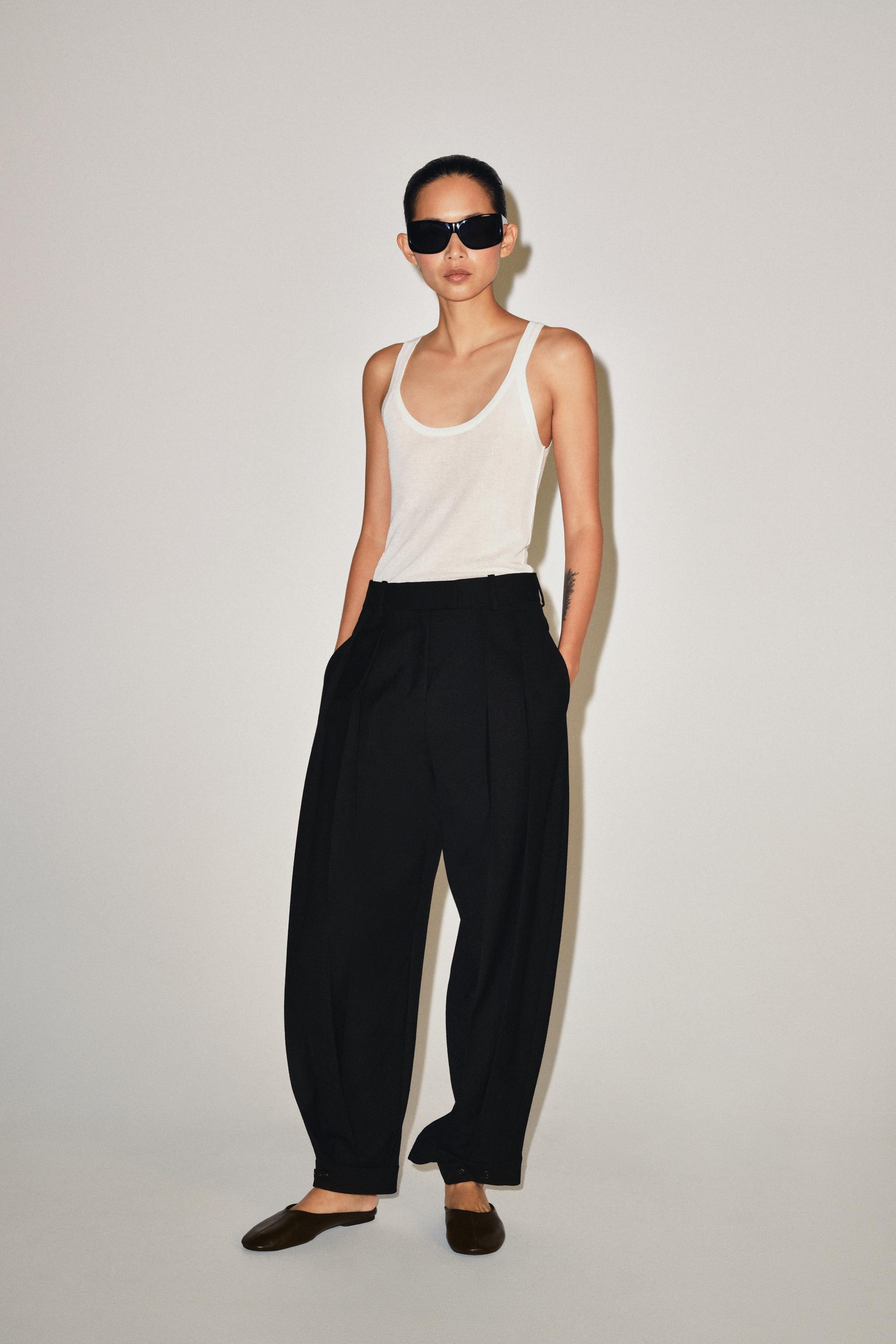 БРЮКИ С ЗАЩИПАМИ И ШЛЕВКАМИ — ZW COLLECTION — ZARA