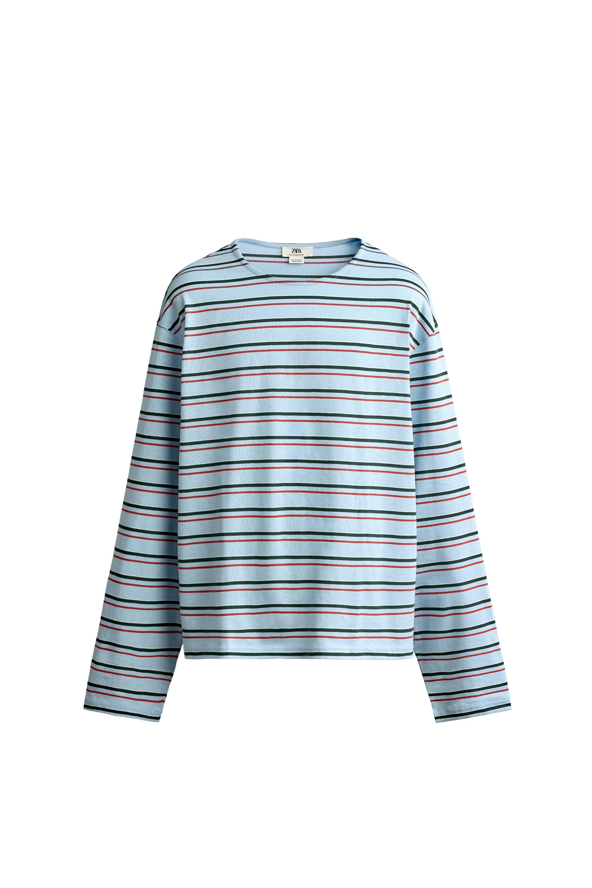 Футболка из жаккардовой ткани в полоску — ZARA