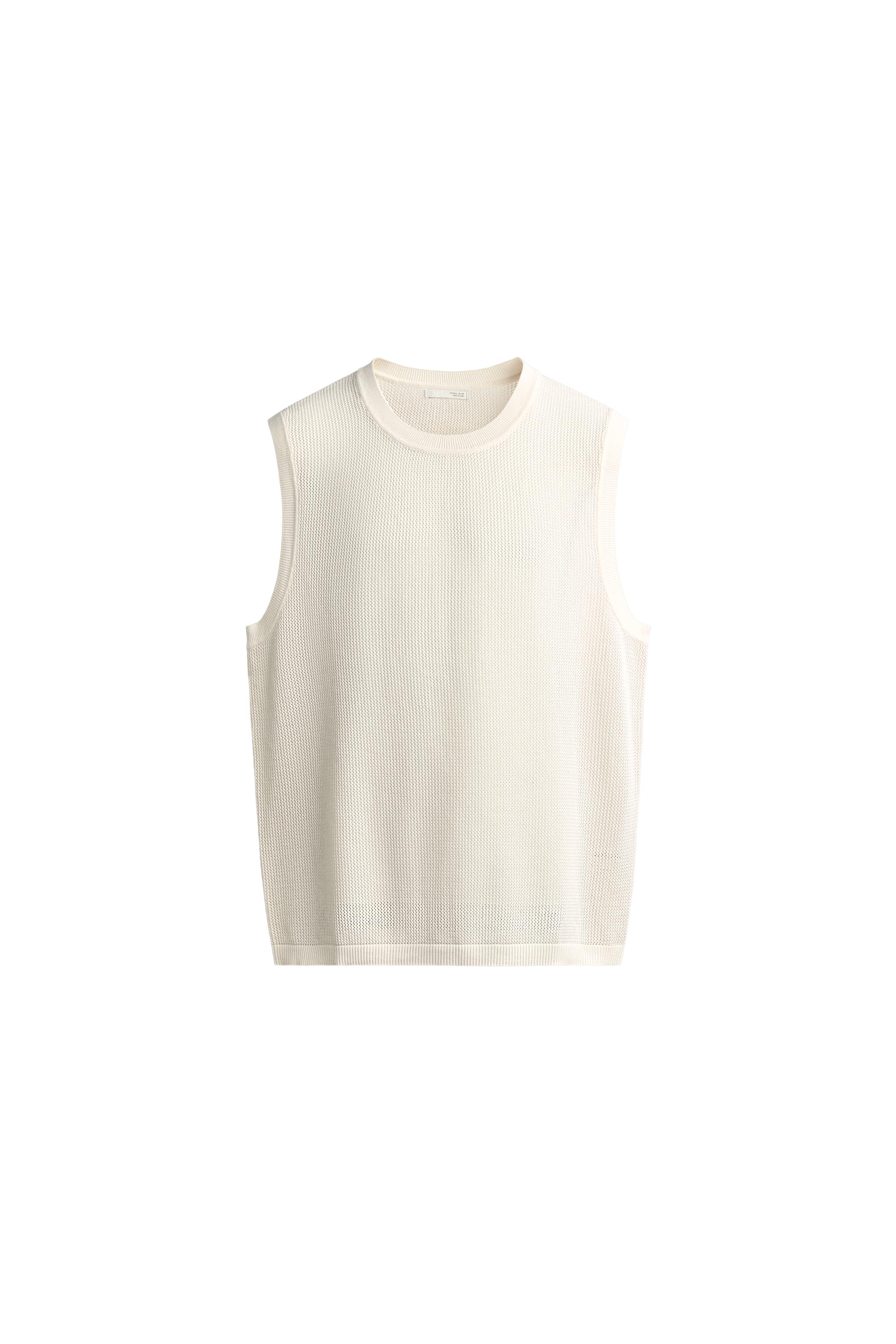 Фактурная майка из трикотажа в сетку — ZARA
