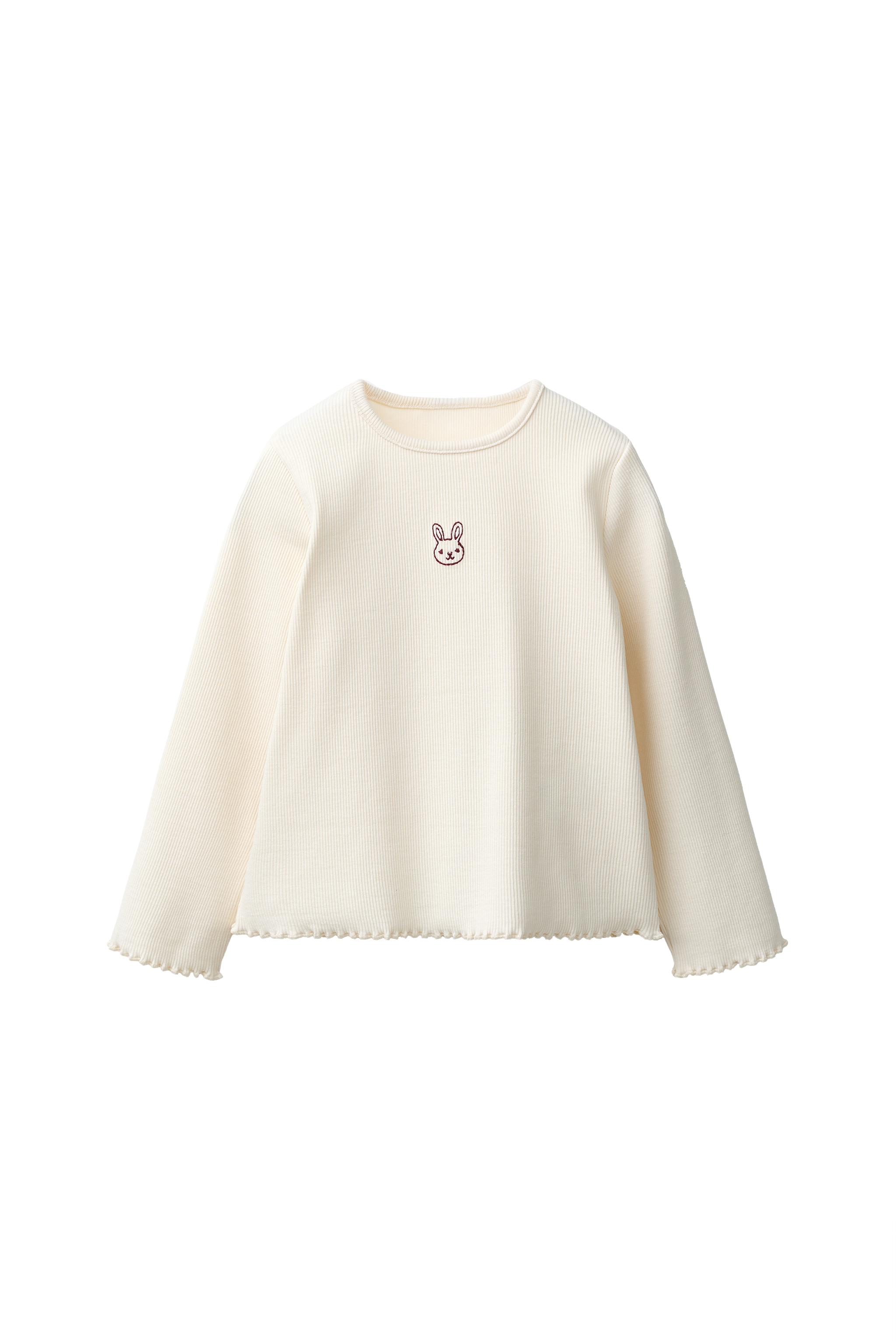 Футболка с вышивкой из ребристой ткани — ZARA