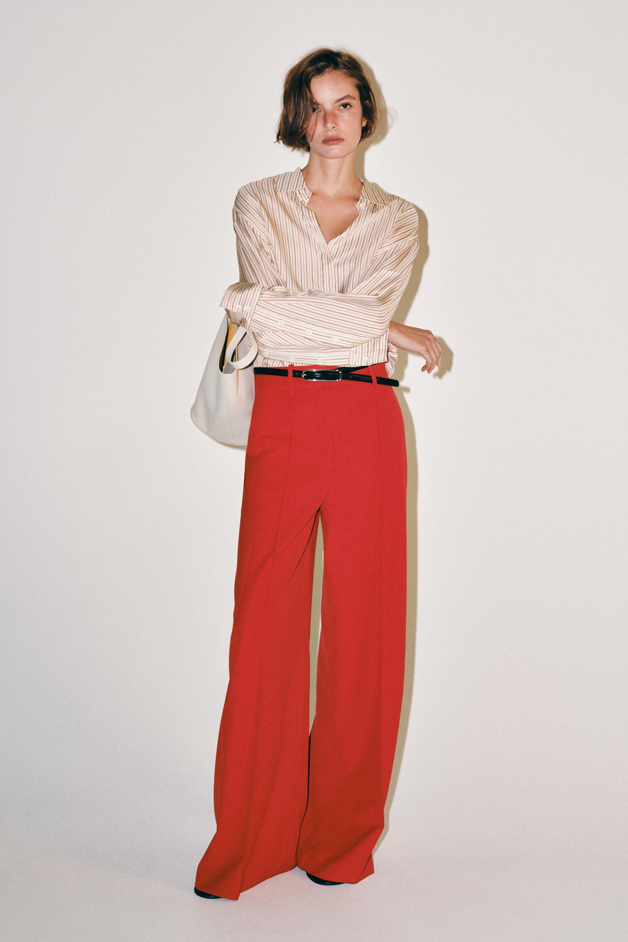 Рубашка ZW COLLECTION из шёлка в полоску — ZARA