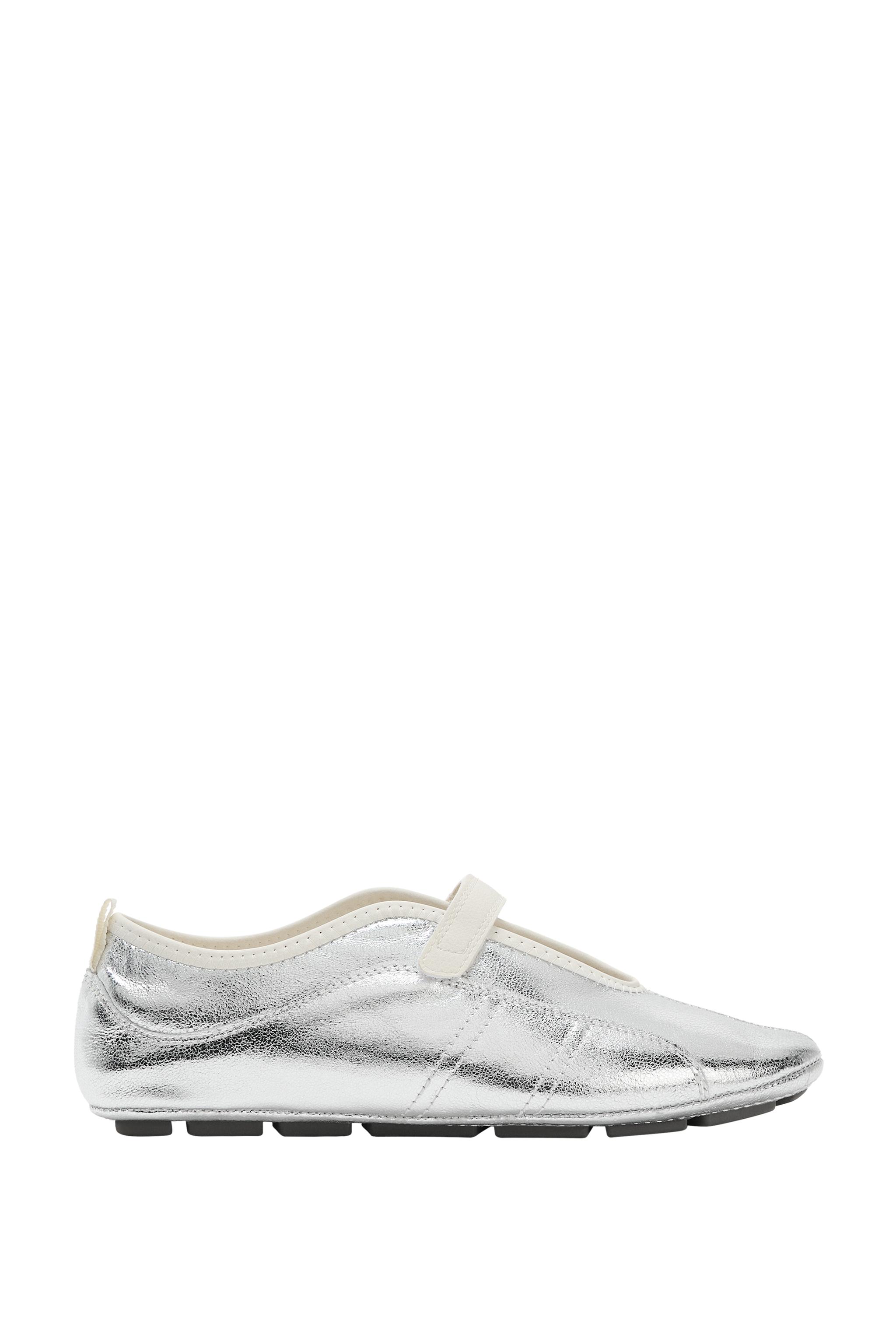СПОРТИВНЫЕ КОЖАНЫЕ БАЛЕТКИ С ЭФФЕКТОМ МЕТАЛЛИК — ZARA