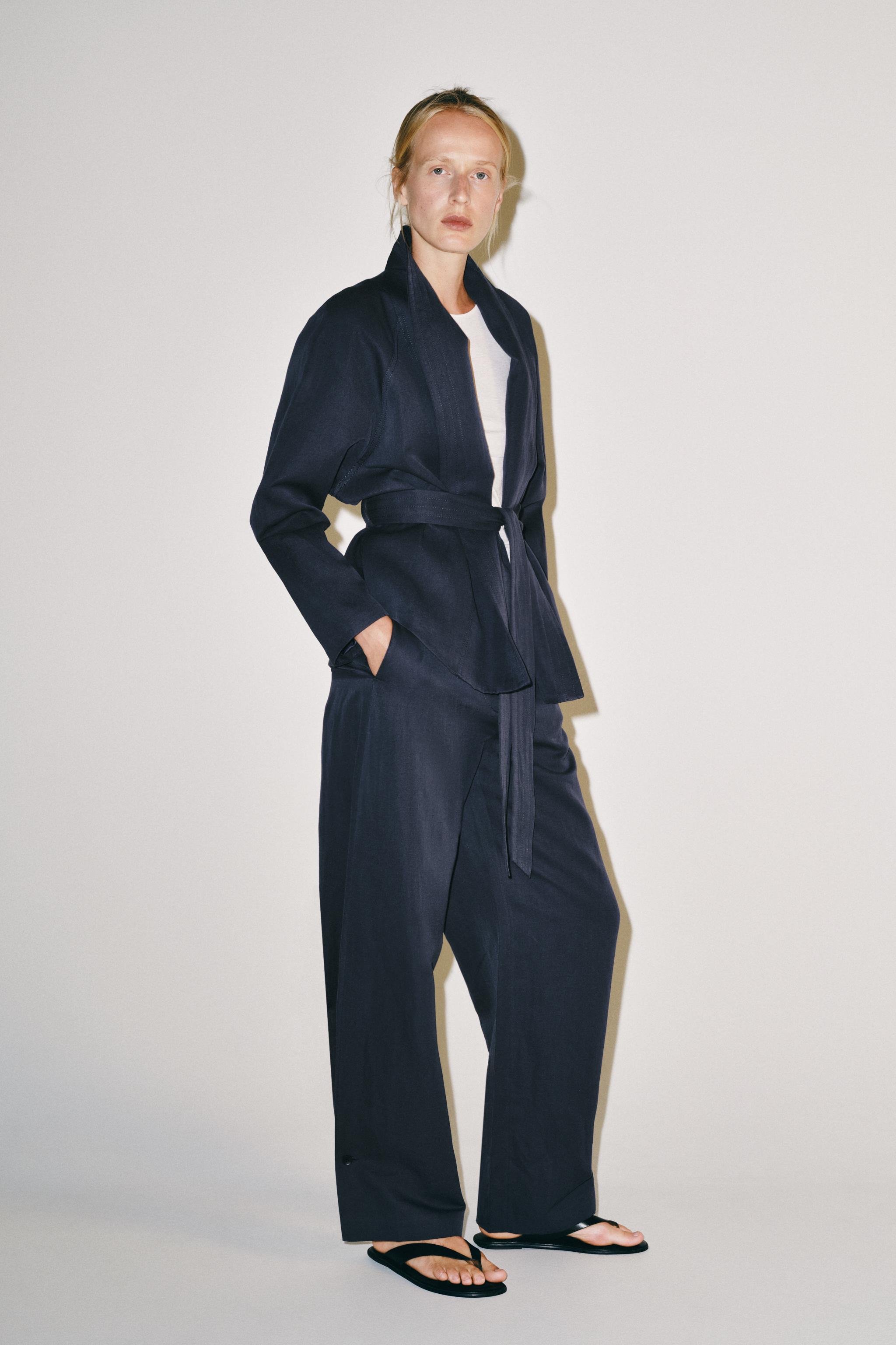 Брюки силуэта "бочонок" из смесового льна ZW COLLECTION — ZARA