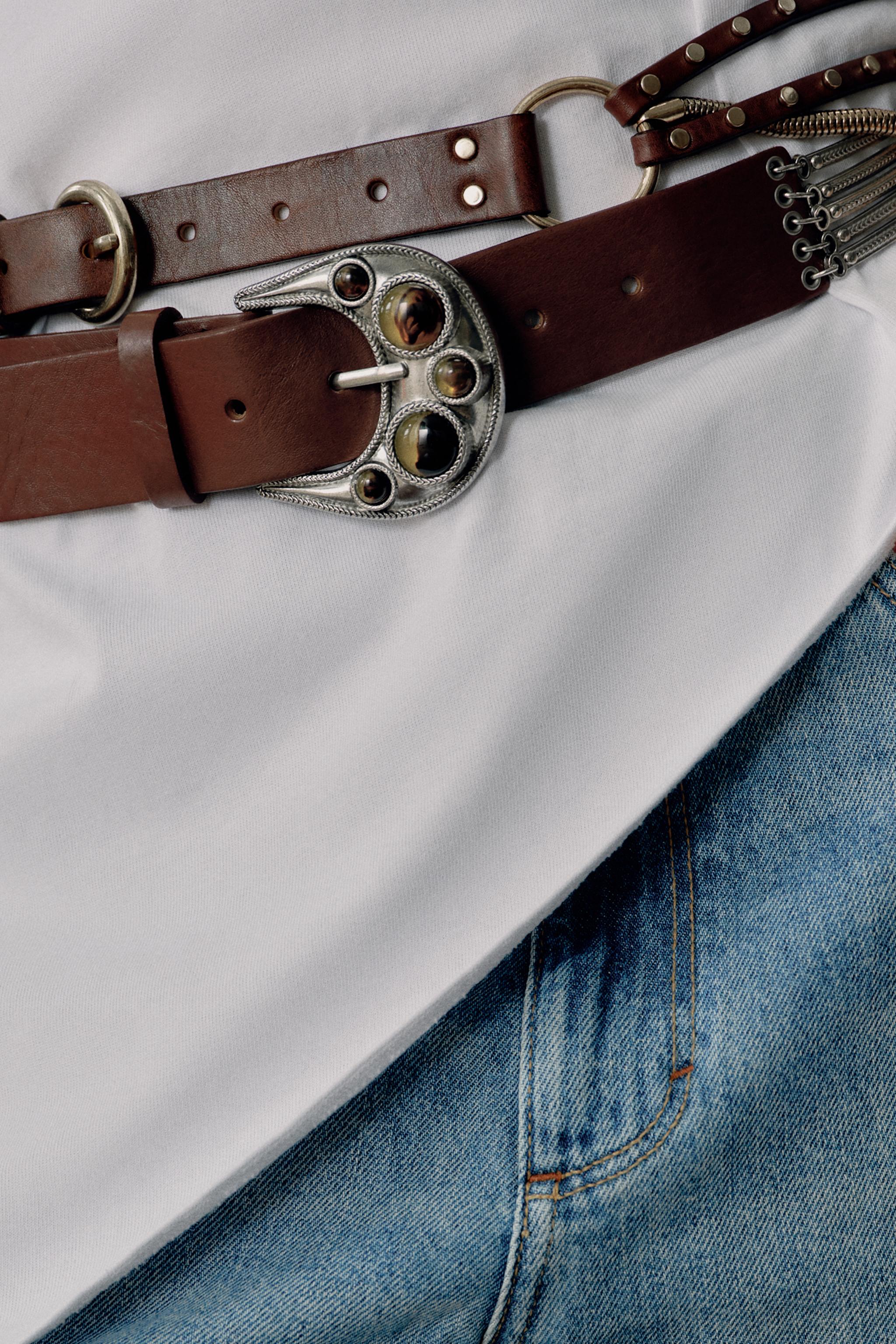 КОЖАНЫЙ РЕМЕНЬ С ДЕКОРАТИВНЫМИ КАМНЯМИ — ZARA