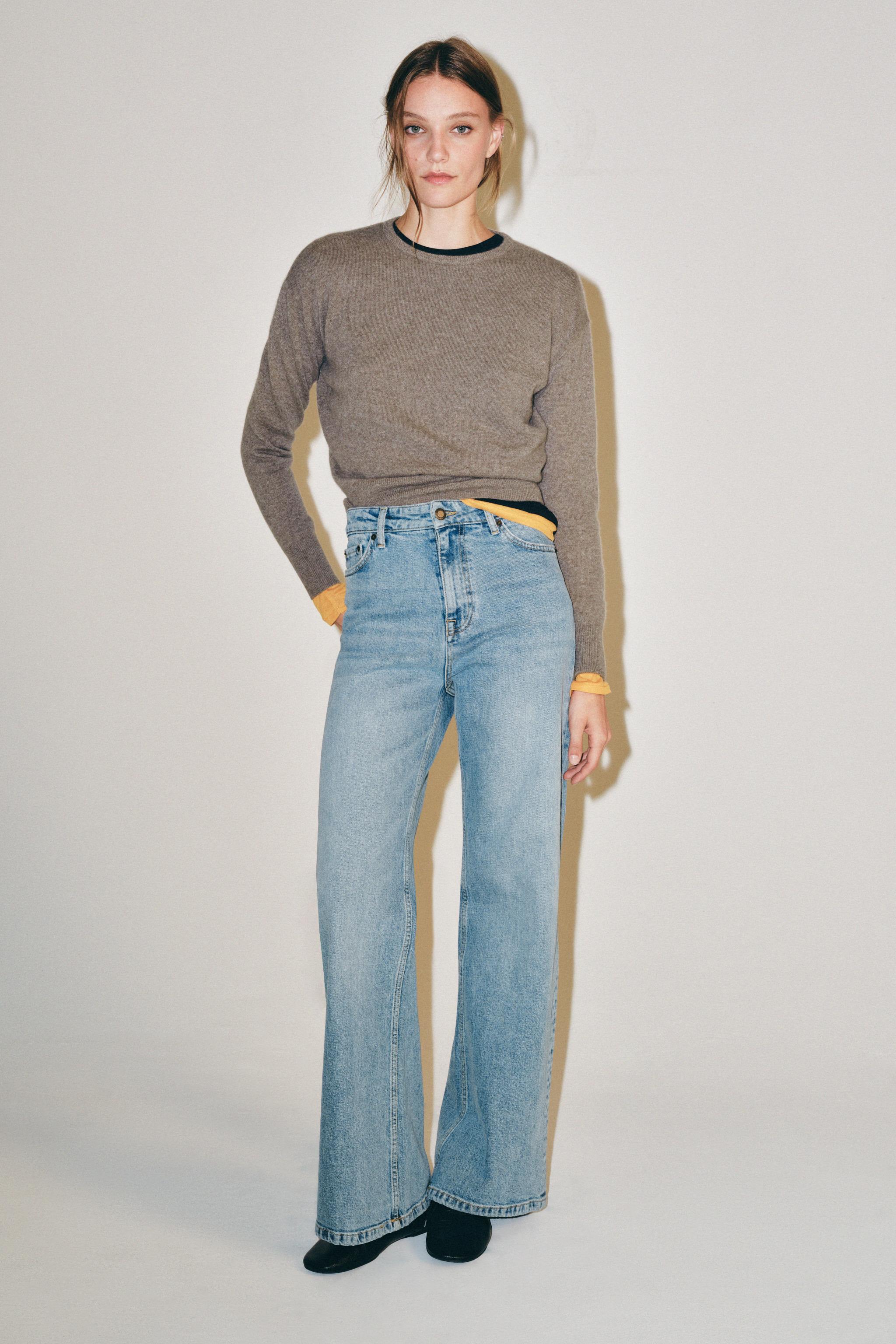 Джинсы ZW COLLECTION комфортного кроя с высокой посадкой и широкими штанинами — ZARA
