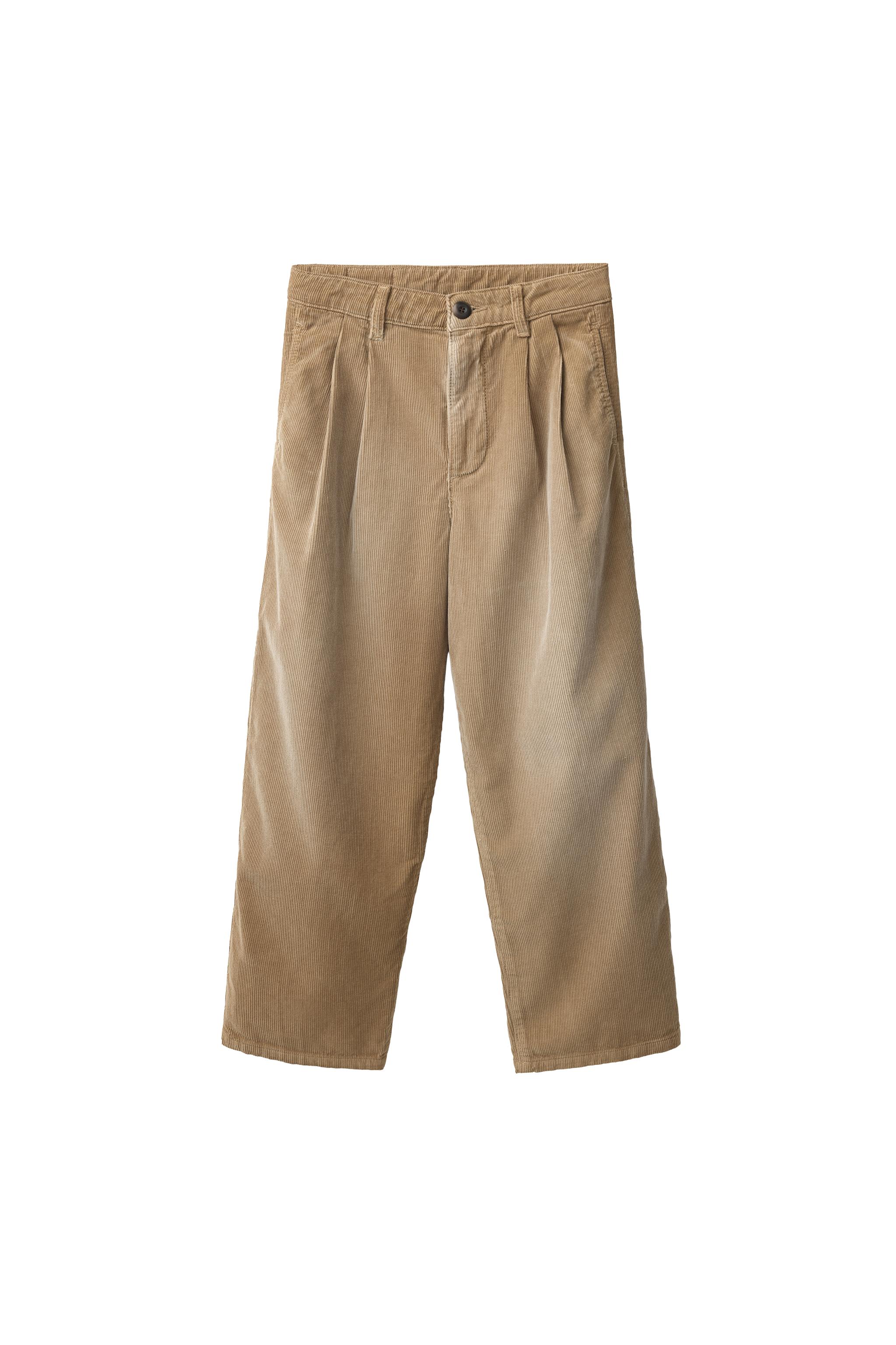 DISTRESSED EFFECT WIDE-LEG NEEDLECORD TROUSERS — ZARA