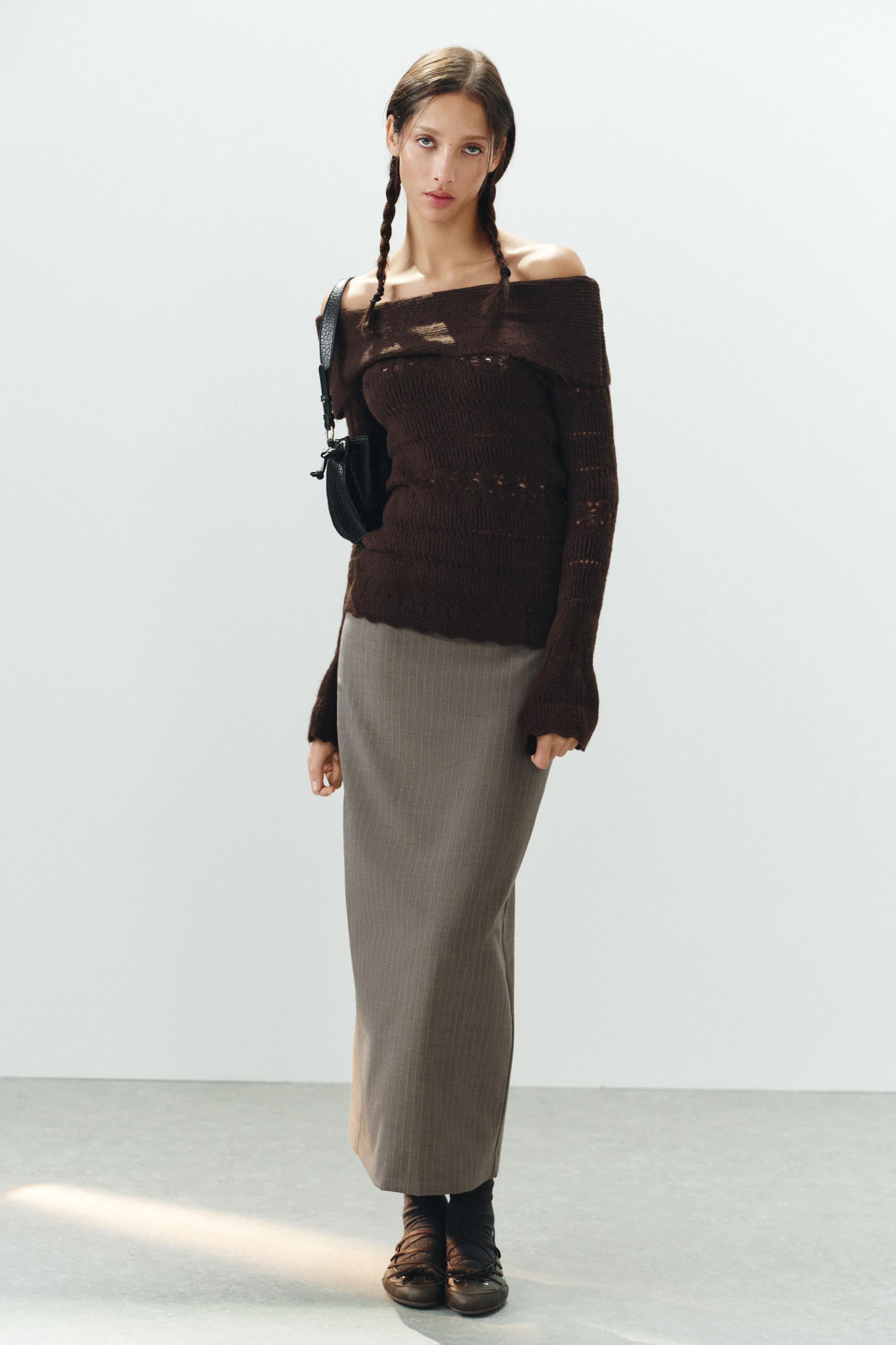 СВИТЕР С ОТКРЫТЫМИ ПЛЕЧАМИ И АЖУРНЫМИ ДЕТАЛЯМИ — ZARA
