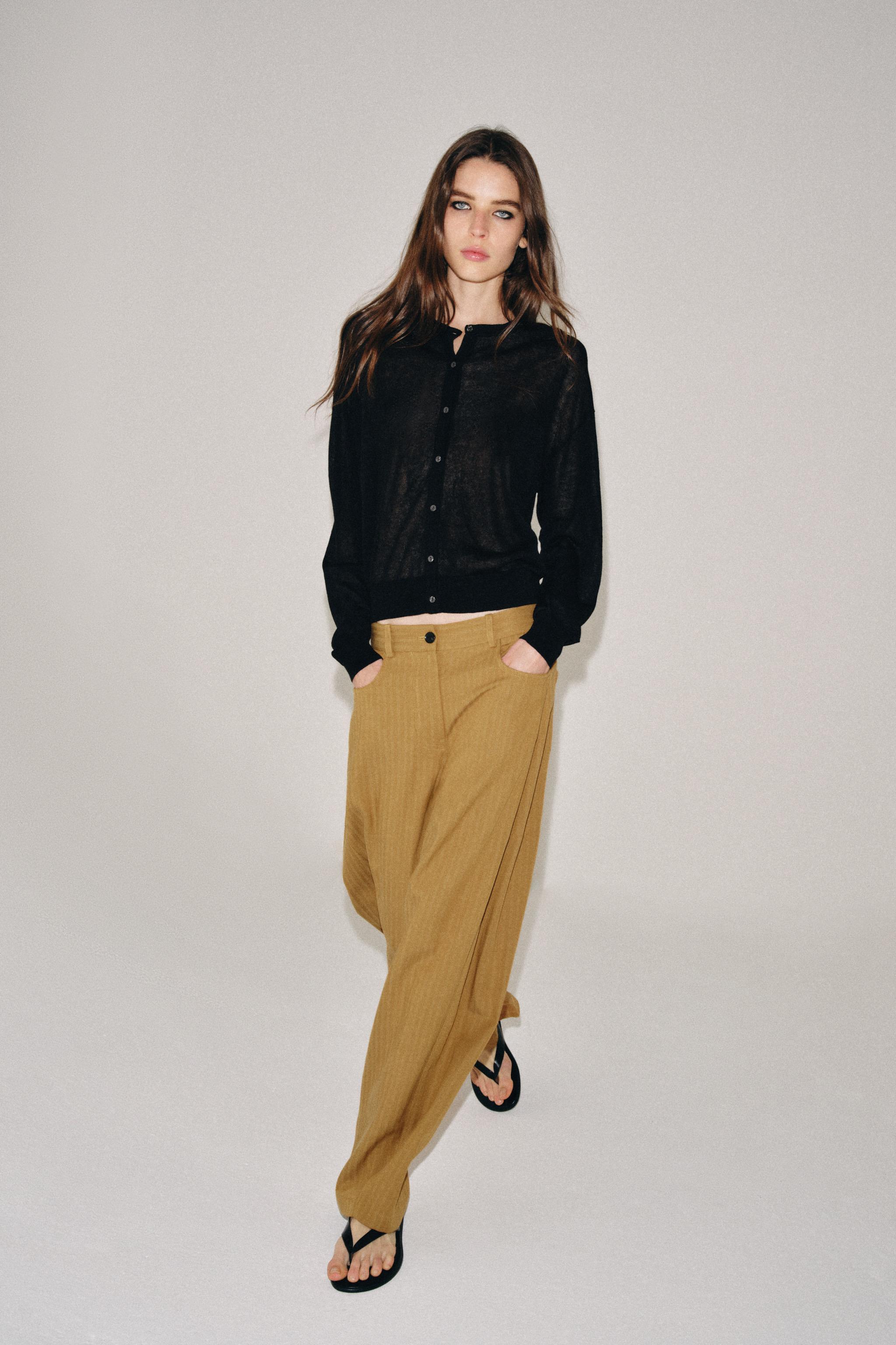 Брюки зауженного кроя ZW COLLECTION в ёлочку — ZARA
