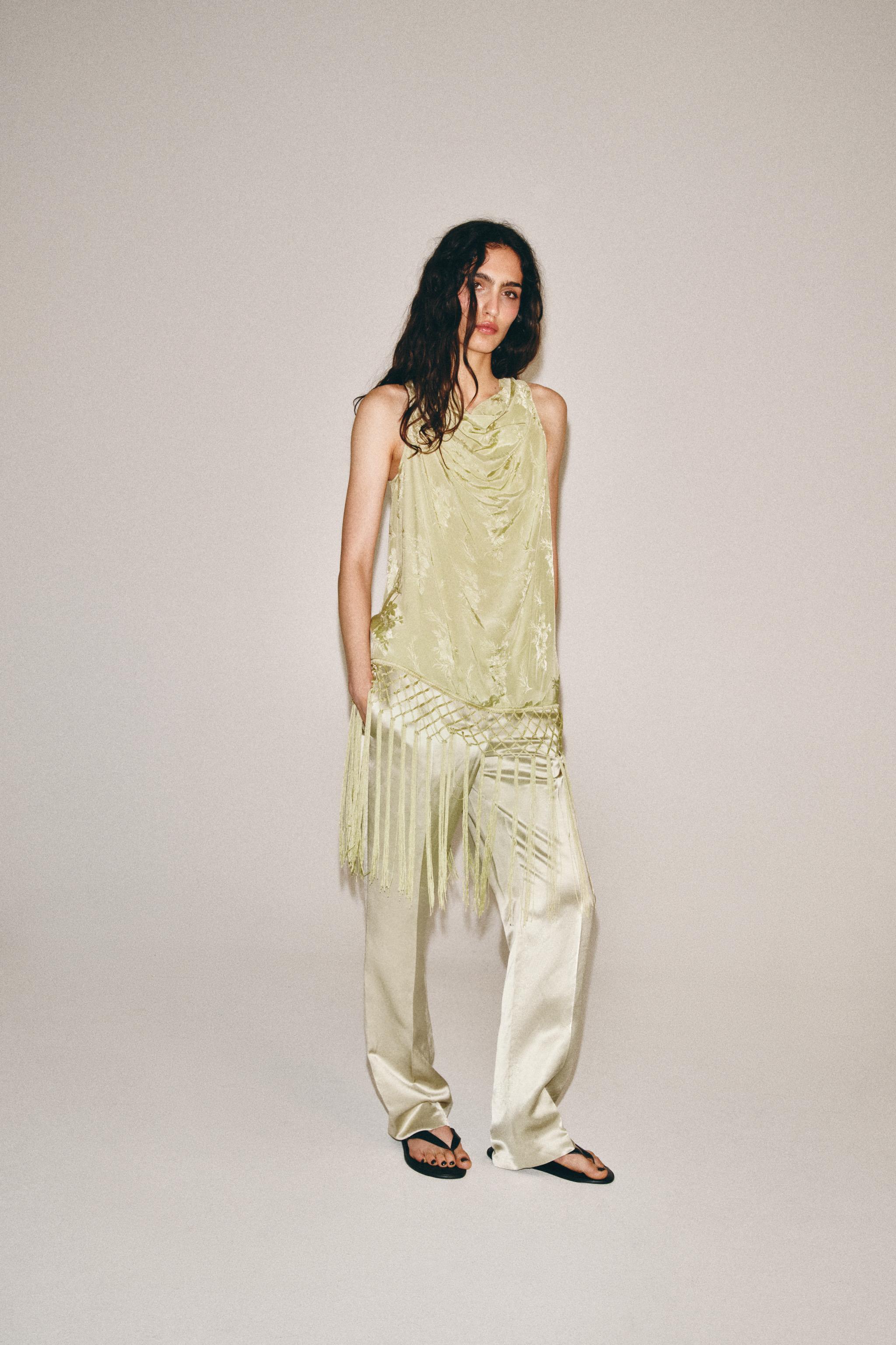 Топ ZW COLLECTION из жаккардовой ткани с бахромой — ZARA