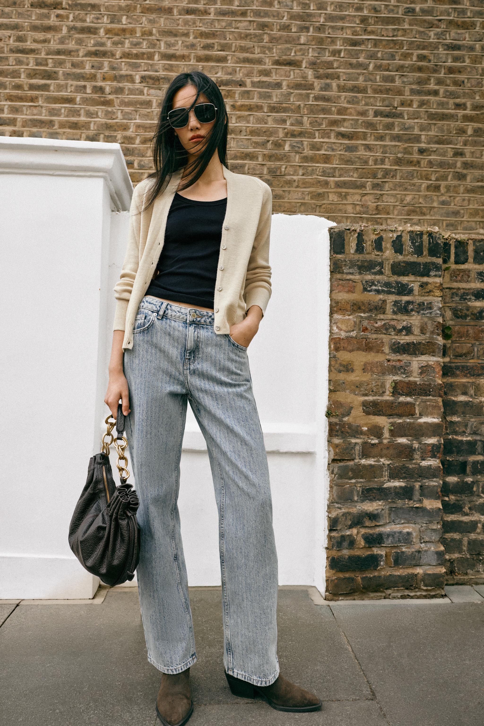 Джинсы со средней посадкой и прямыми штанинами из жаккарда Z1975 — ZARA