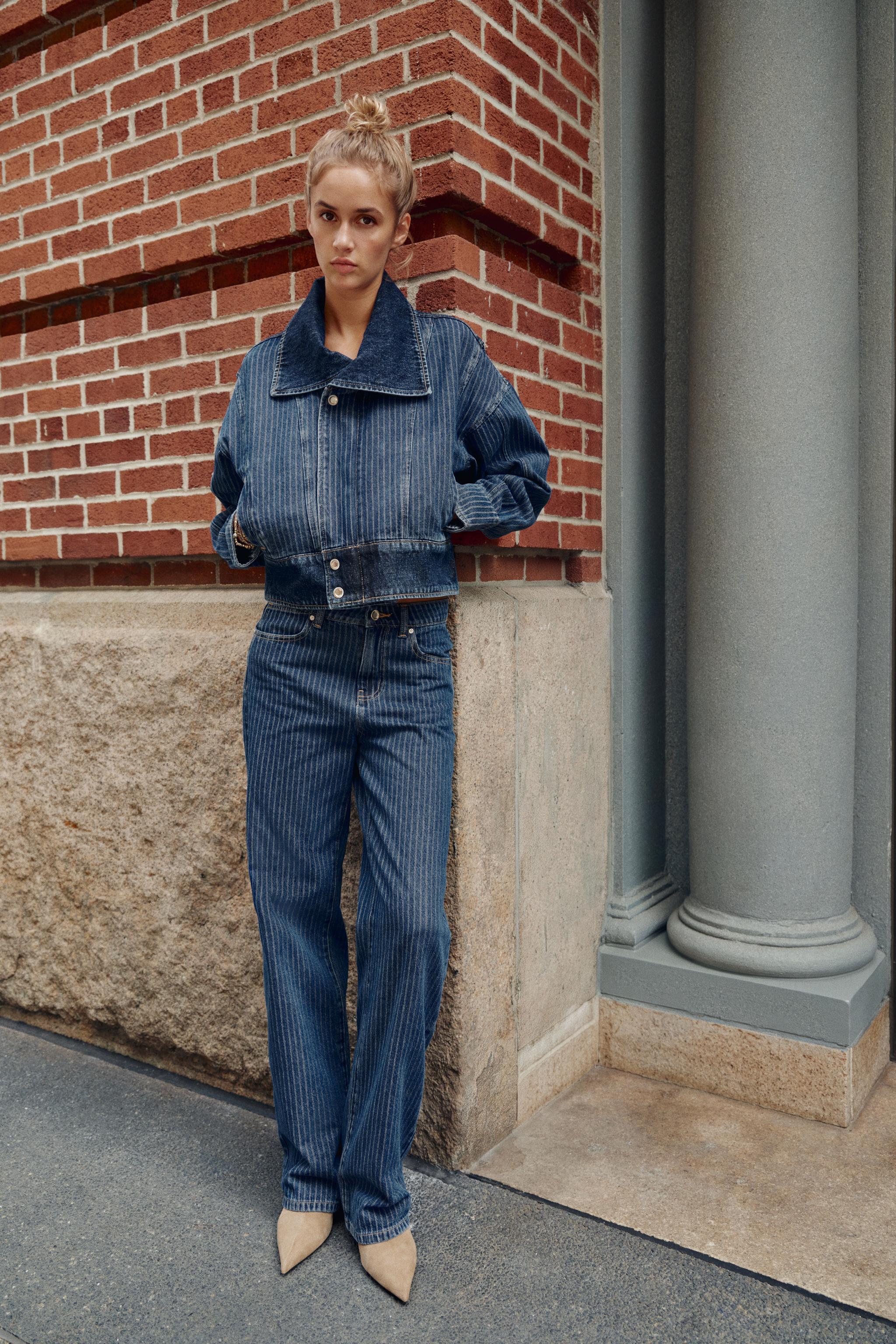 Джинсы Z1975 прямого кроя с низкой посадкой в полоску — ZARA