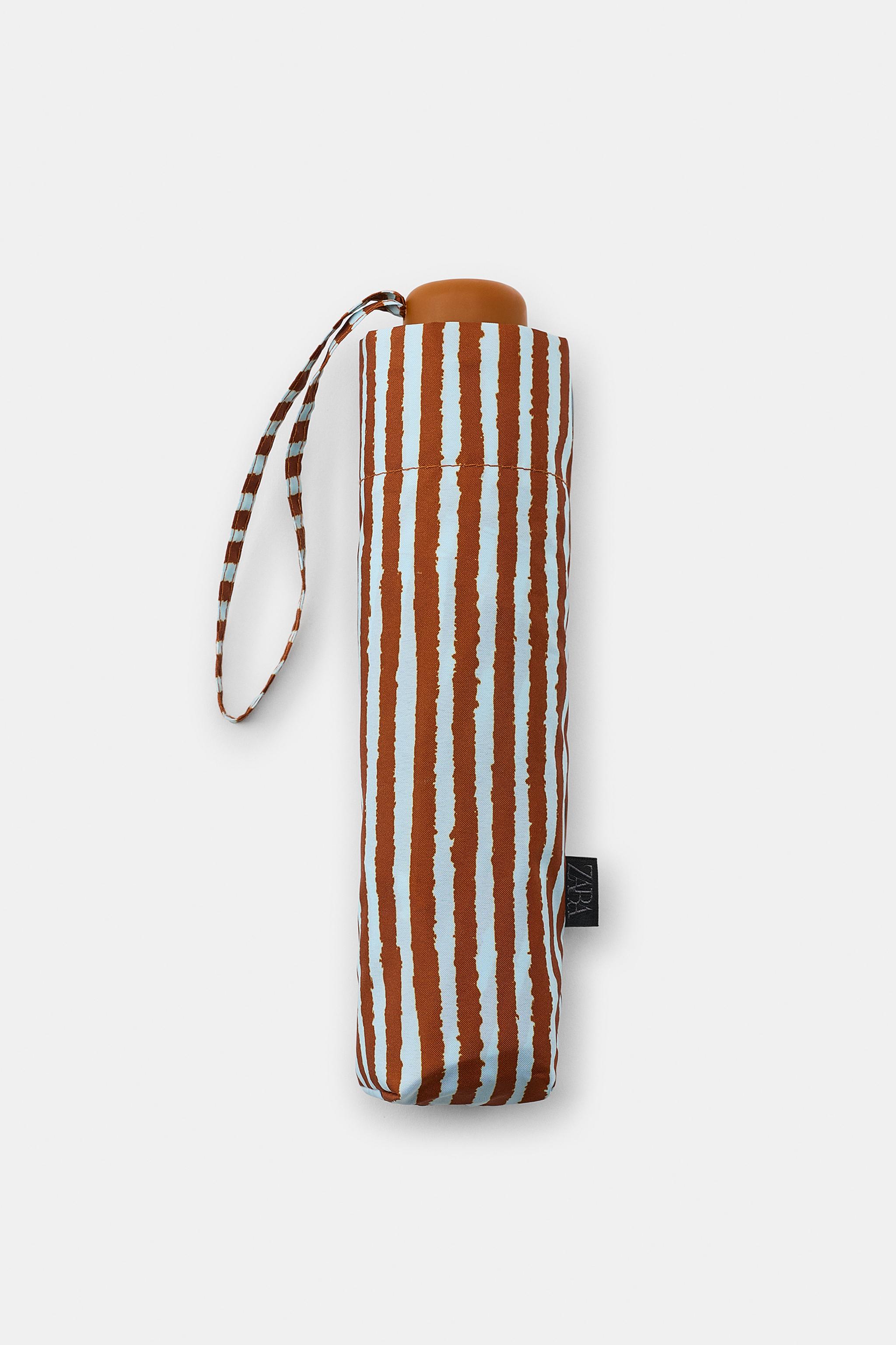 STRIPED PRINT FOLDING UMBRELLA — ZARA