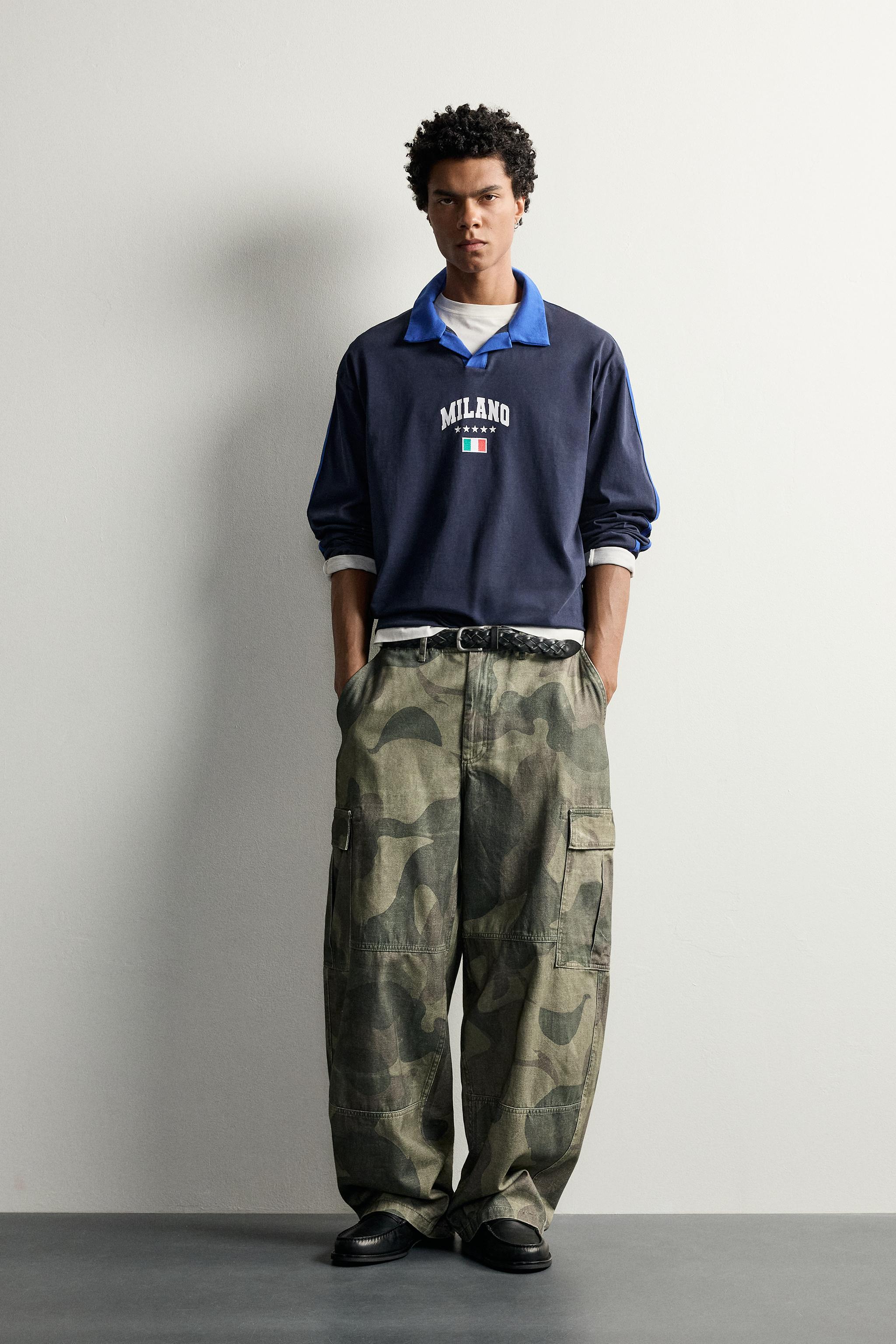 ПОЛО RELAXED FIT С ПРИНТОМ ФЛАГА — ZARA