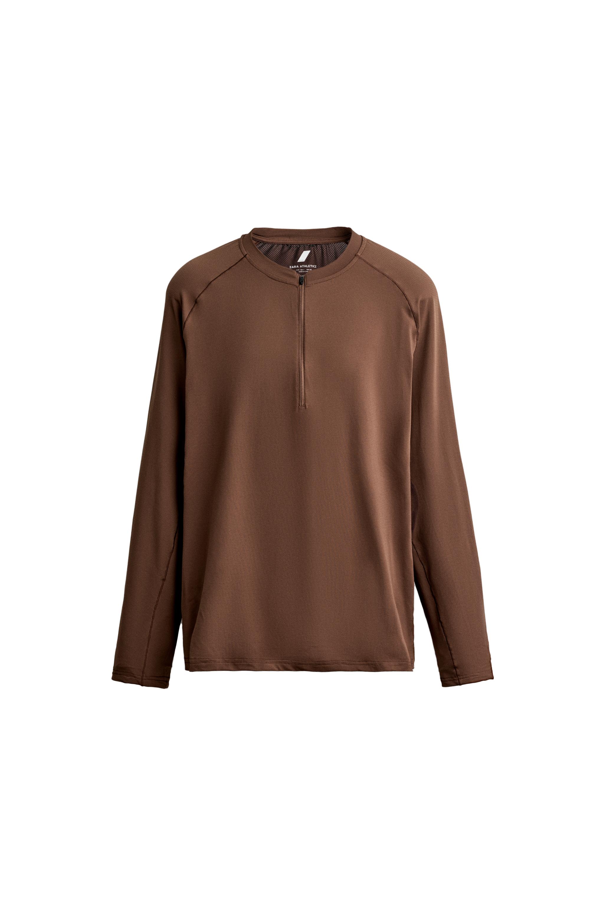 COLOUR BLOCK QUARTER-ZIP T-SHIRT — ZARA