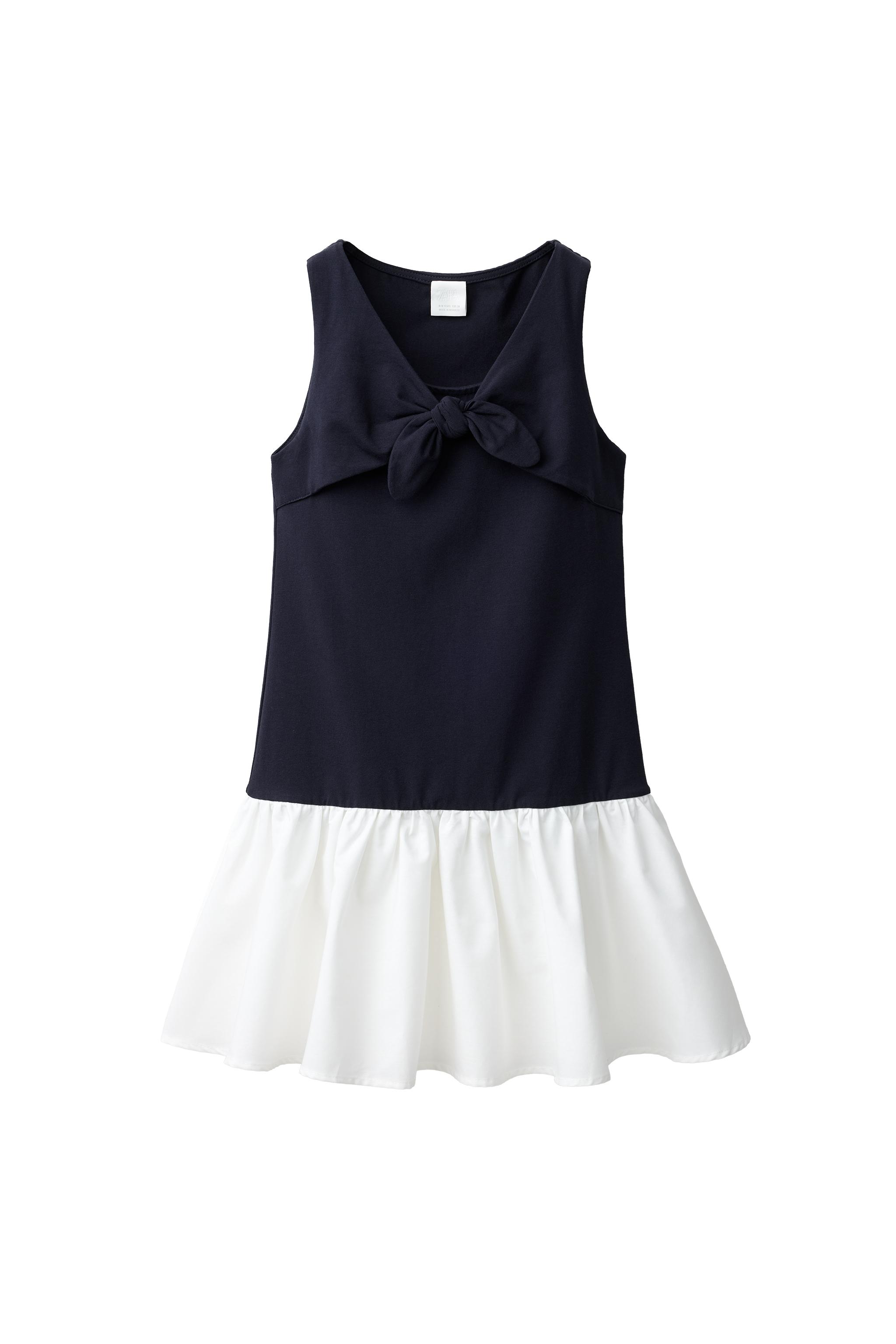 Платье с бантом и контрастными деталями — ZARA