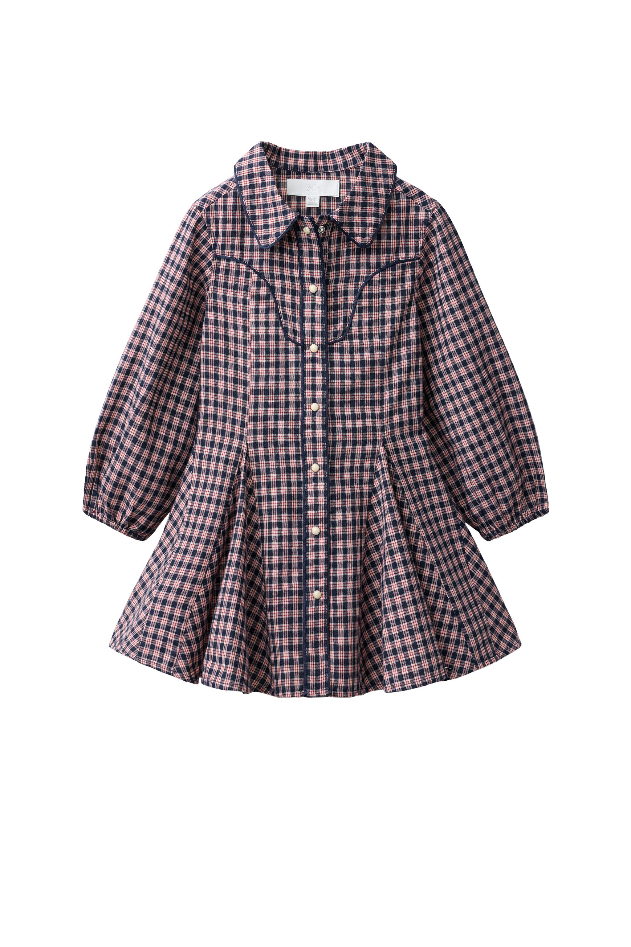 Платье А-силуэта в клетку — ZARA