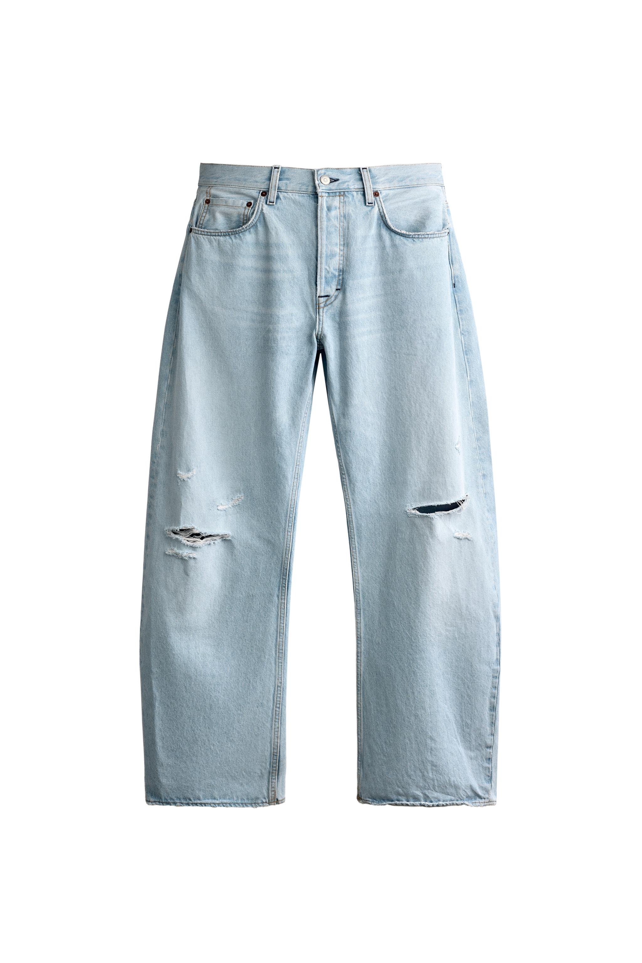 Джинсы силуэта "бочонок" с потёртостями — ZARA
