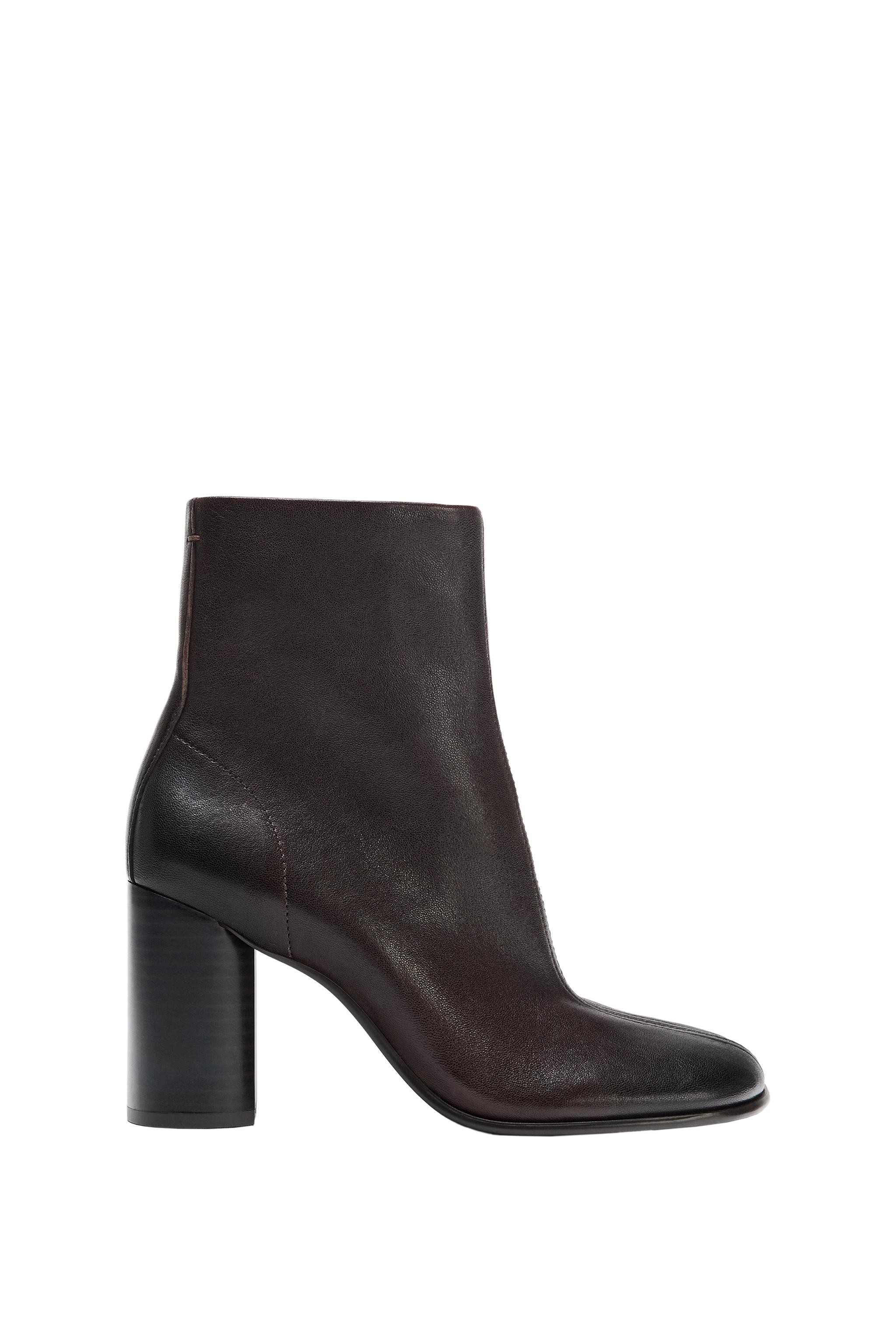 КОЖАНЫЕ БОТИЛЬОНЫ НА КАБЛУКЕ — ZARA