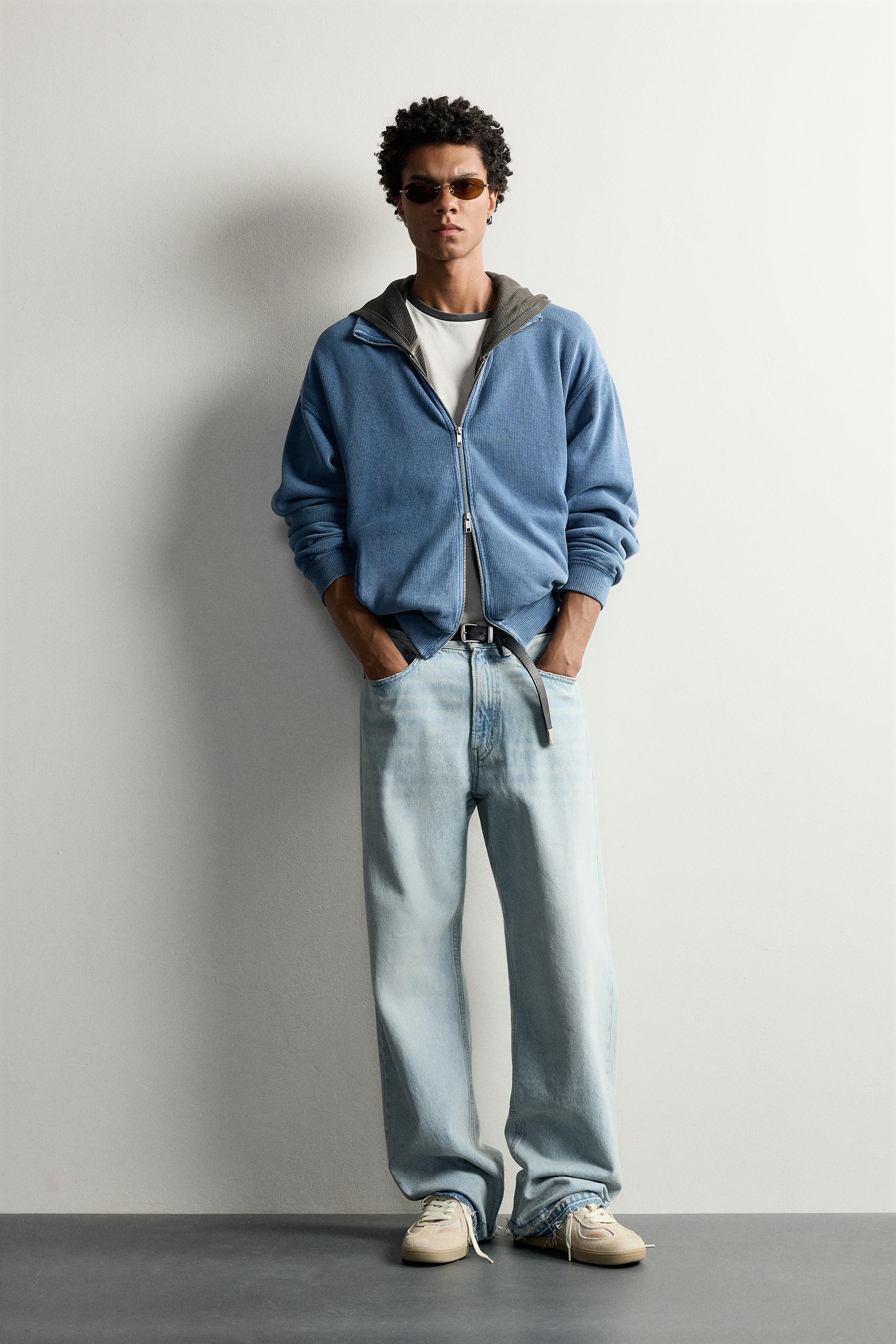 КУРТКА В РУБЧИК С МОЛНИЕЙ И ЭФФЕКТОМ ПОТЕРТОСТИ — ZARA