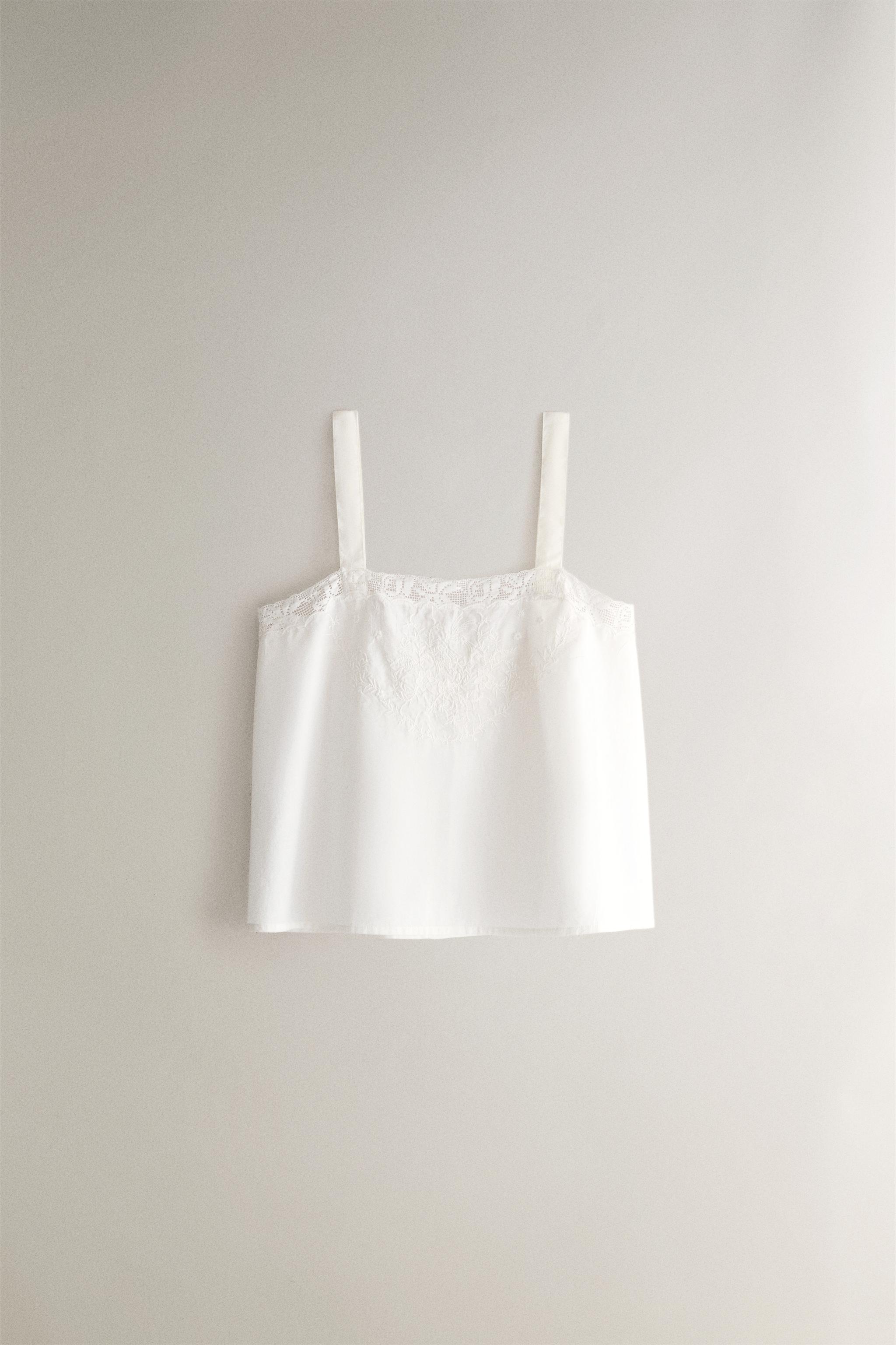 Топ из хлопка с вышивкой — ZARA