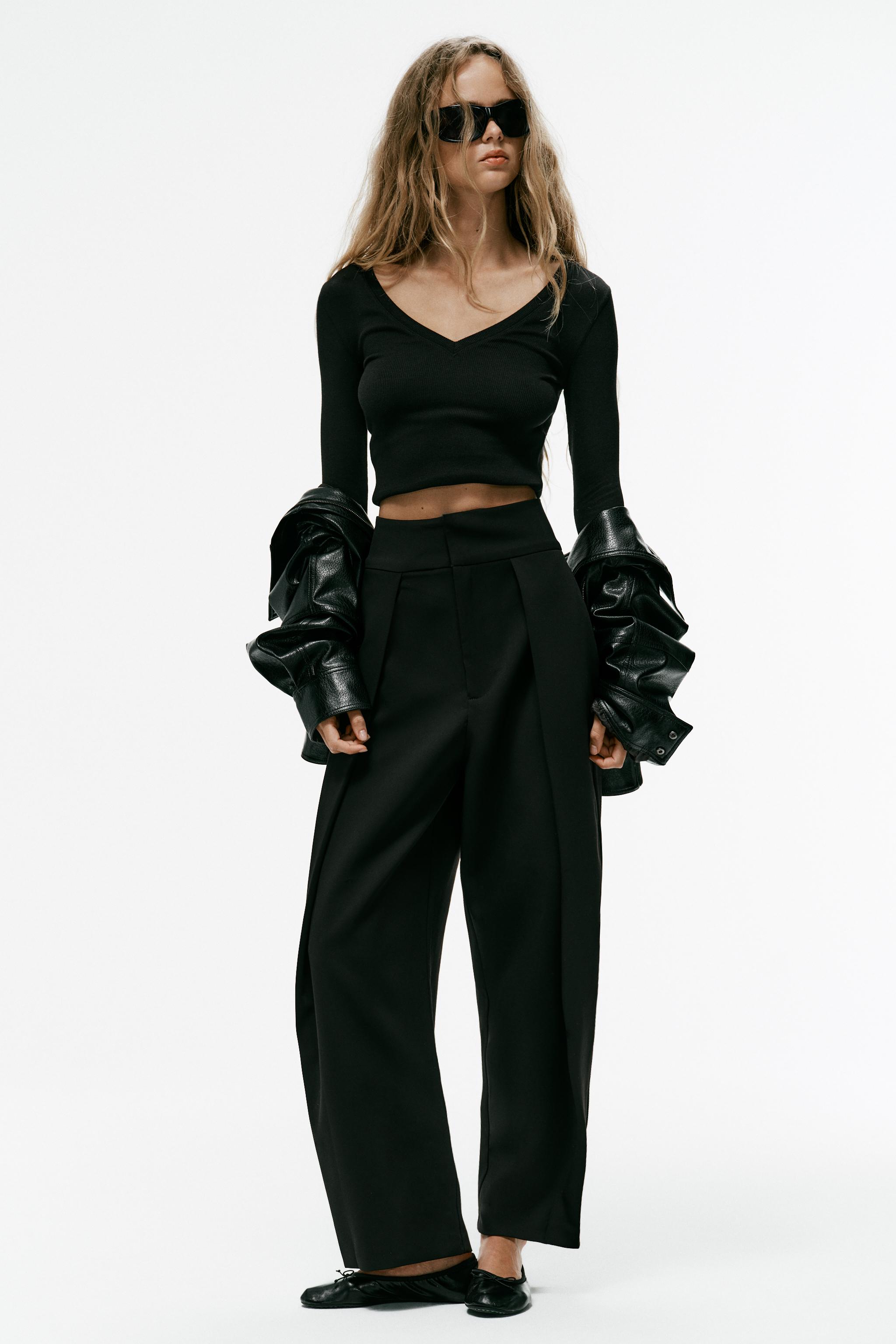 Брюки-плиссе силуэта "баллон" в полоску — ZARA