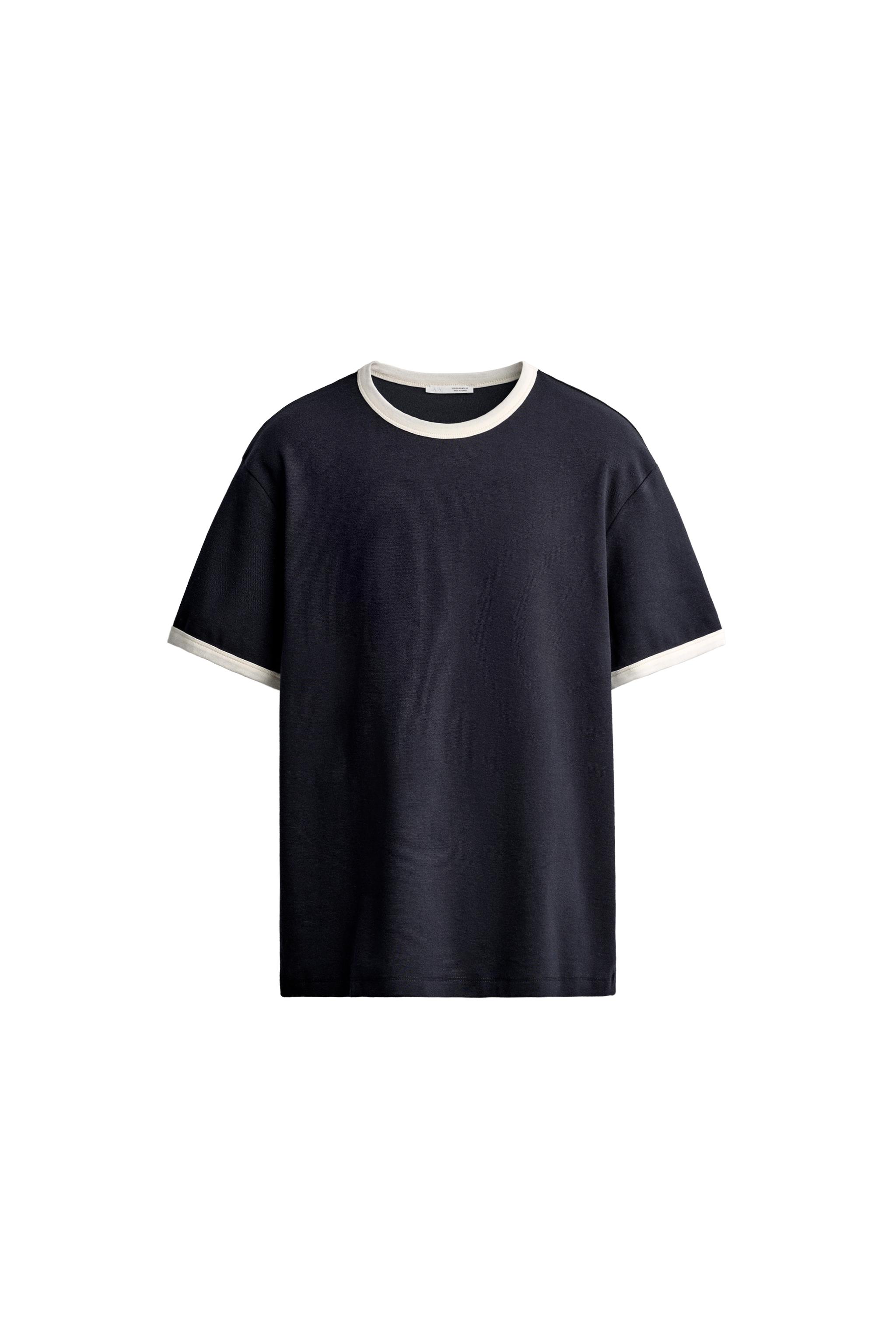 Базовая футболка с контрастным кантом — ZARA