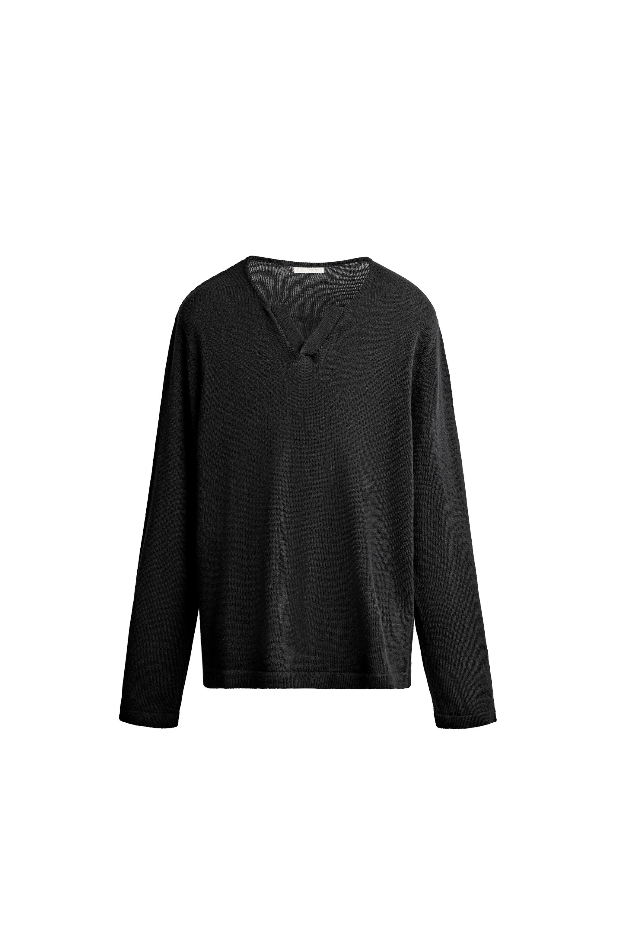ТРИКОТАЖНАЯ ФУТБОЛКА ИЗ ХЛОПКА И ЛЬНА — ZARA