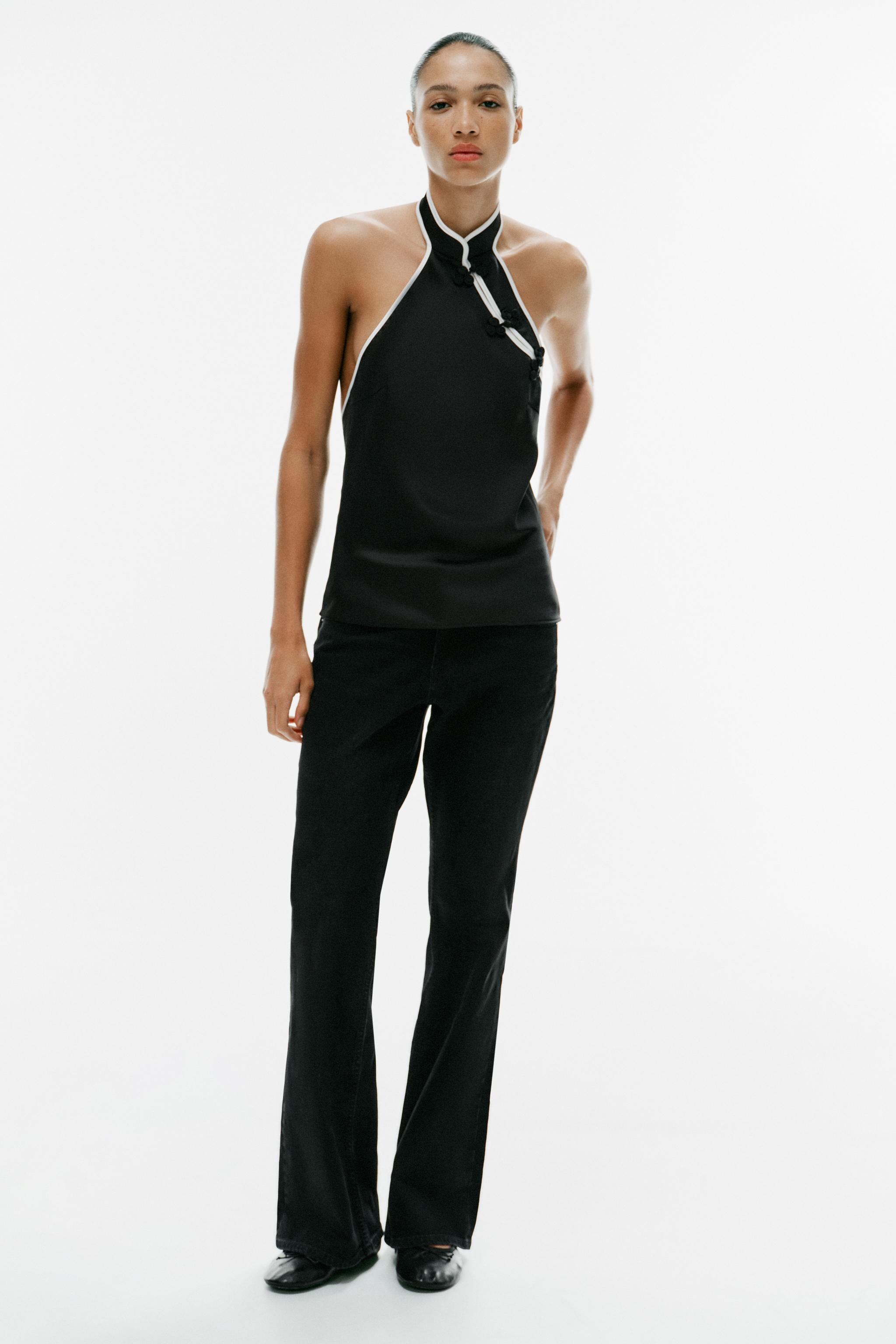 АТЛАСНЫЙ ТОП С ХАЛТЕРОМ И ЗАСТЕЖКОЙ НА УЗЛЫ — ZARA