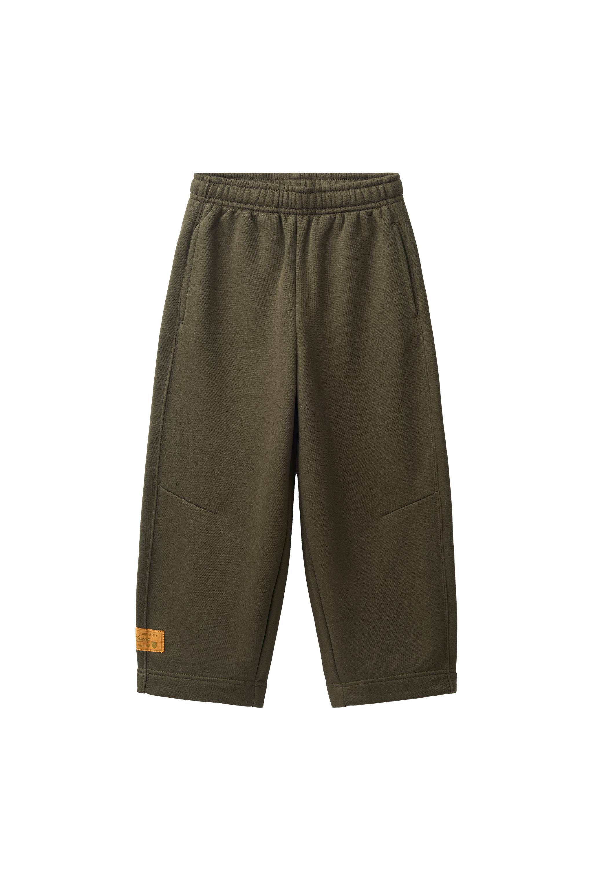 VARSITY LABEL BARREL PLUSH TROUSERS — ZARA