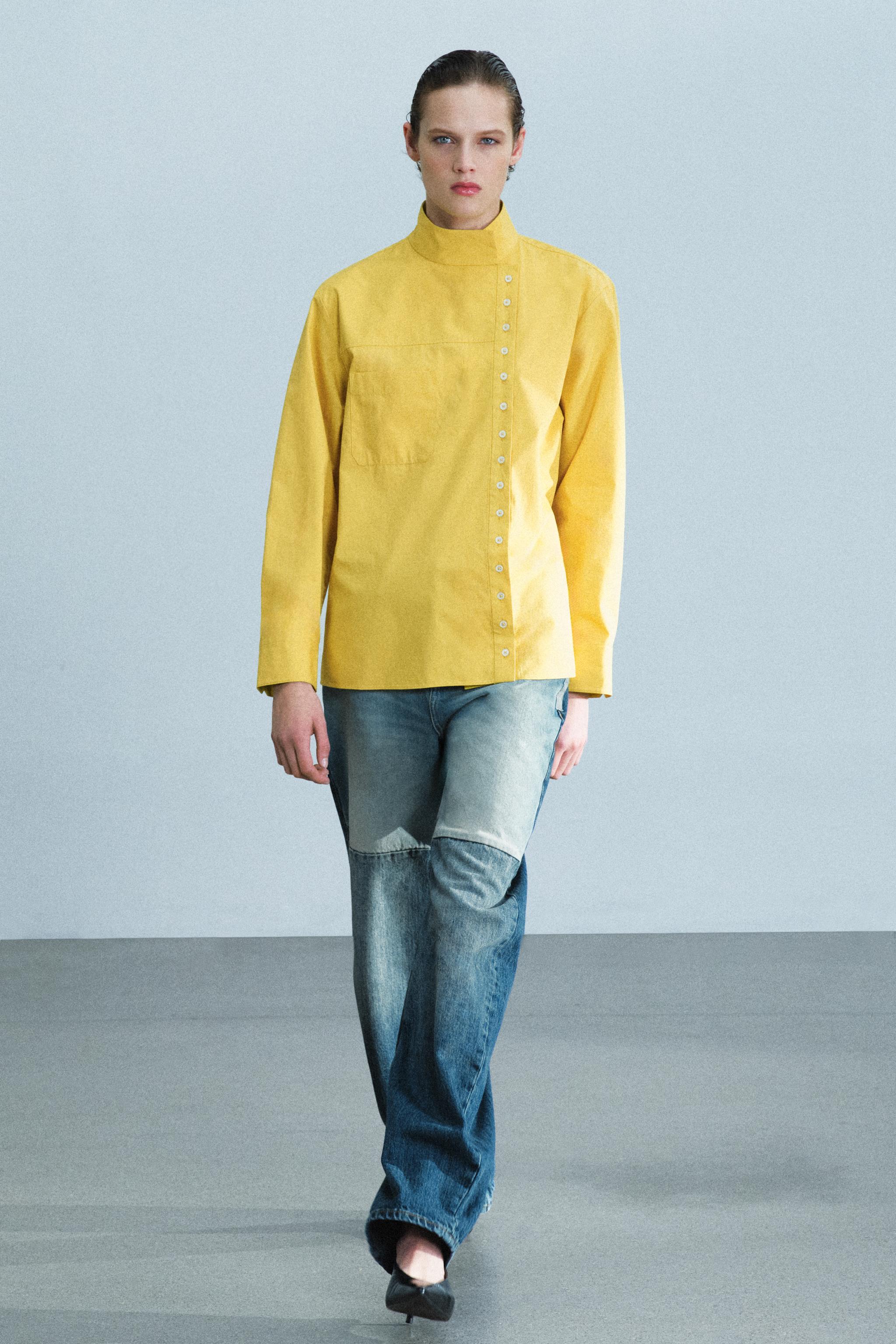 Рубашка ZW COLLECTION из поплина двубортная — ZARA