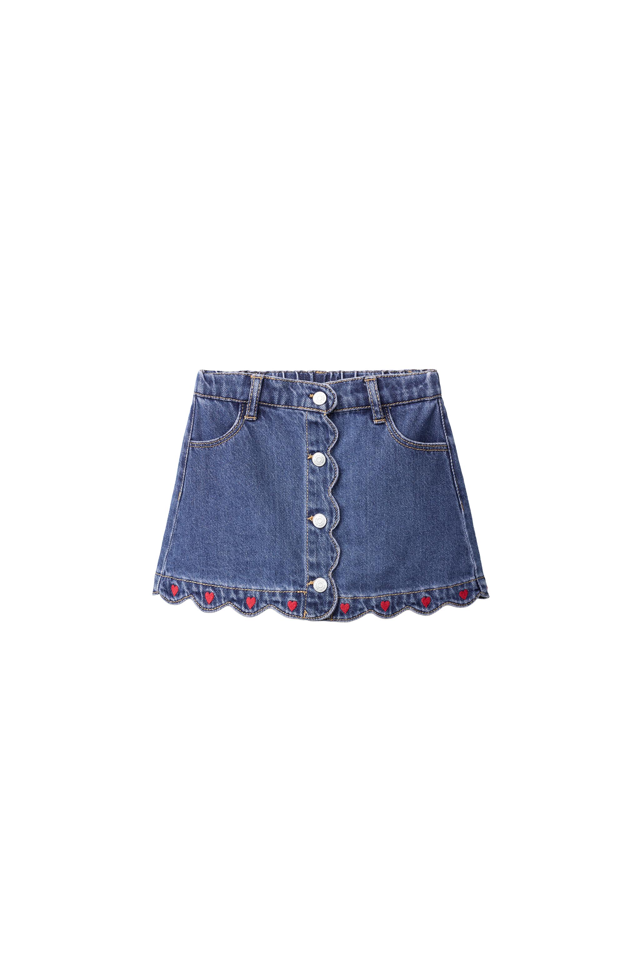 Джинсовая юбка с вышитым сердечком — ZARA