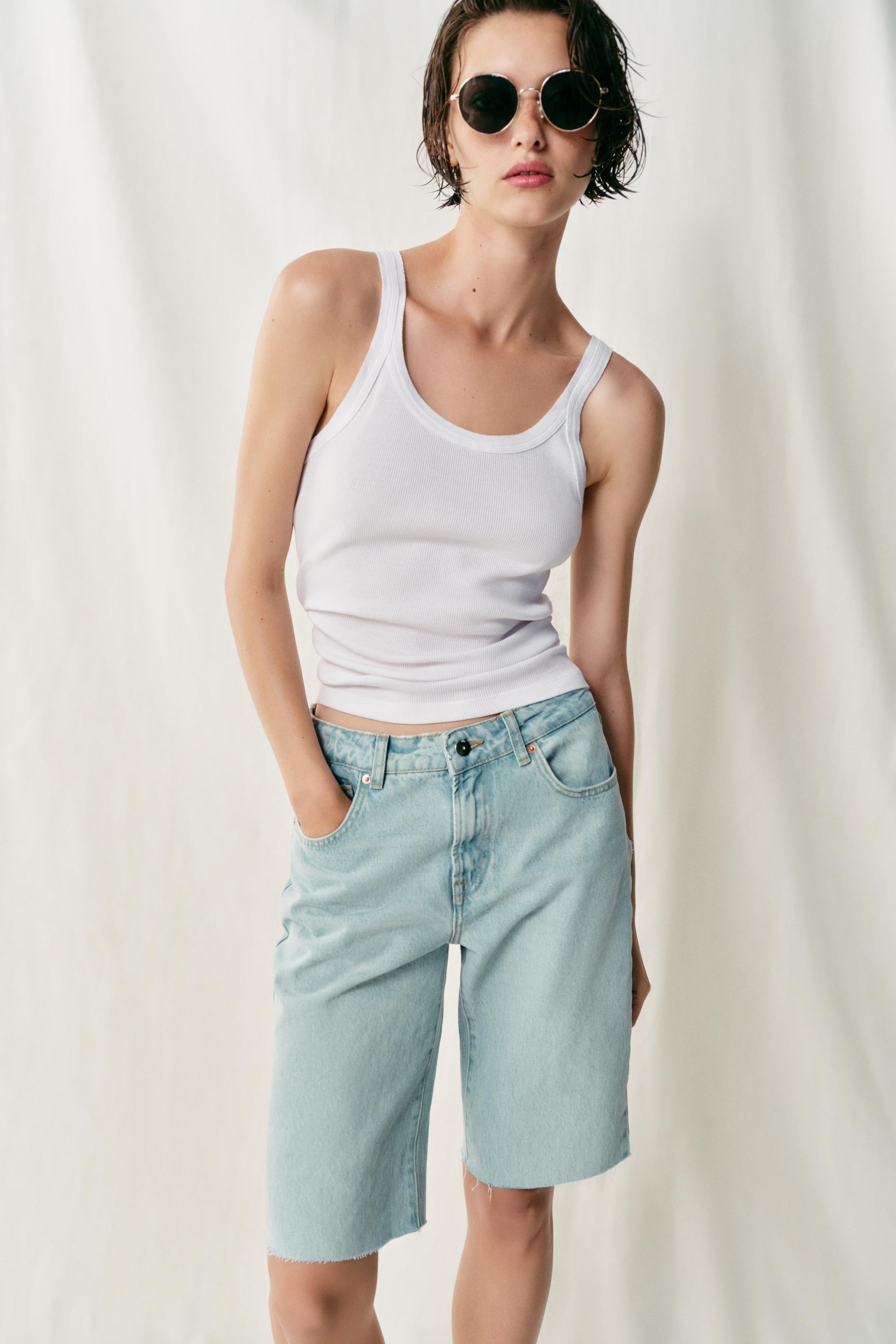 Бермуды из денима Z1975 со средней посадкой — ZARA