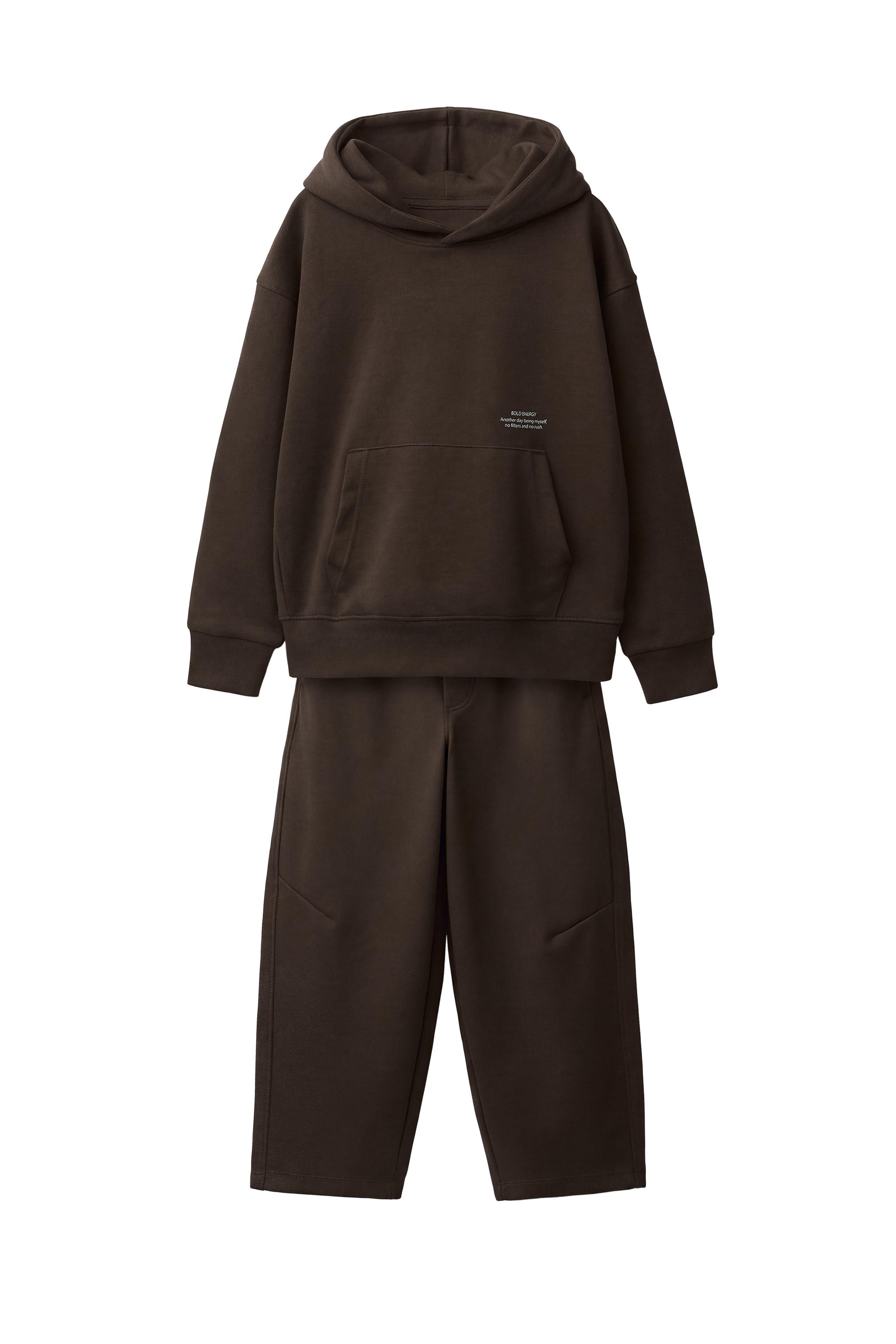 Худи со слоганом из интерлока + джоггеры — ZARA