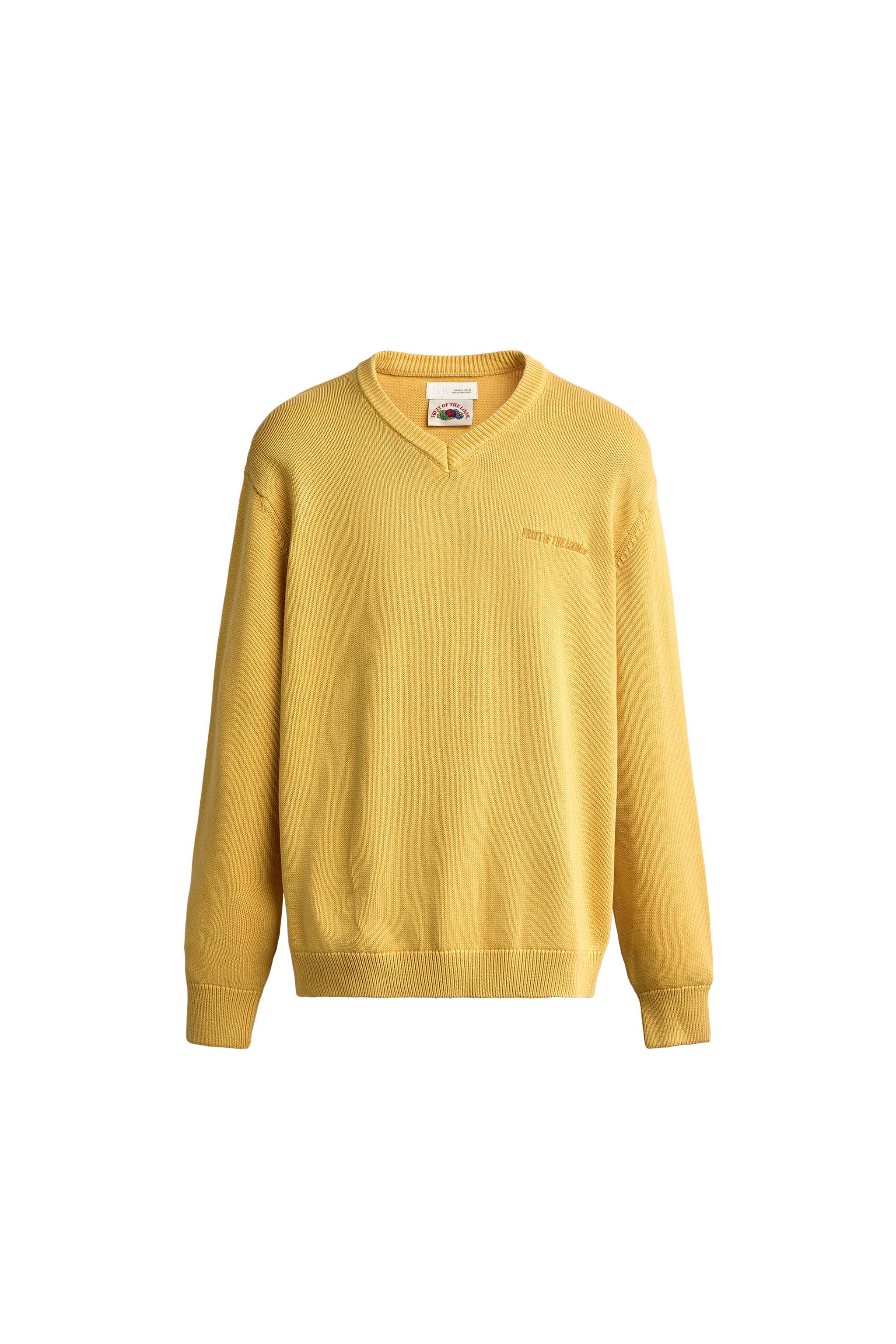 Джемпер из хлопка с V-образным вырезом и вышивкой FRUIT OF THE LOOM™ — ZARA