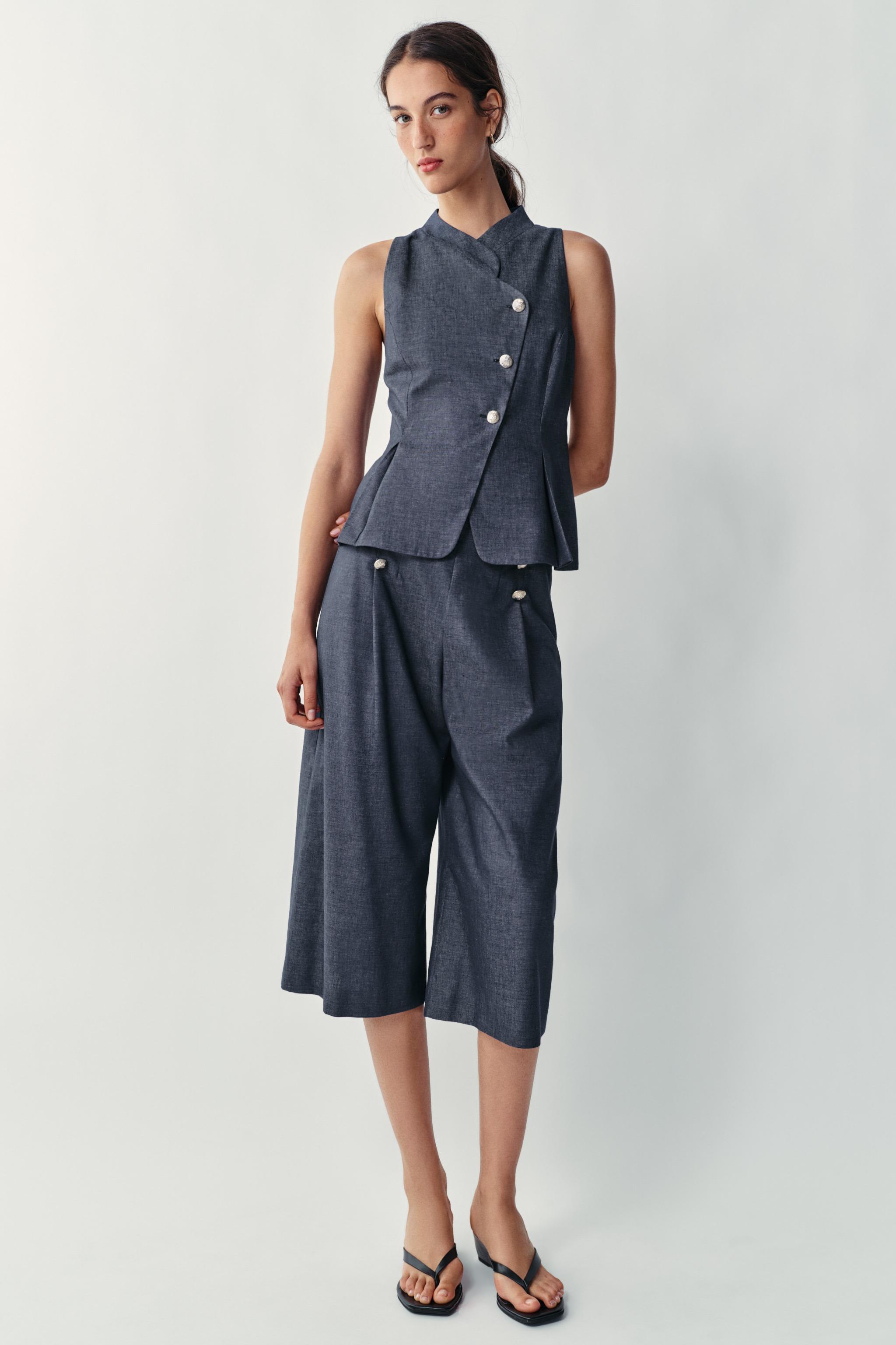 ЛЬНЯНОЙ ДВУБОРТНЫЙ ЖИЛЕТ — ZARA